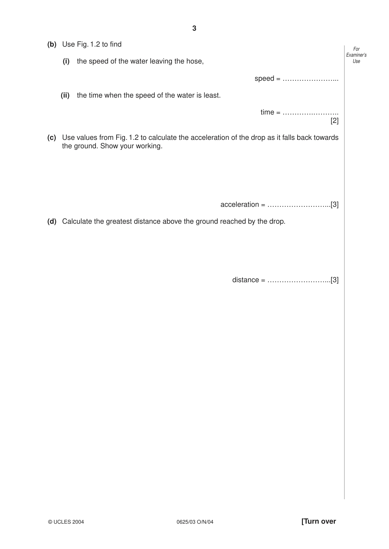 Cambridge IGCSE Physics 0625 2004 Oct/Nov Paper 3 · Variant 1 question paper, page 3 of 16