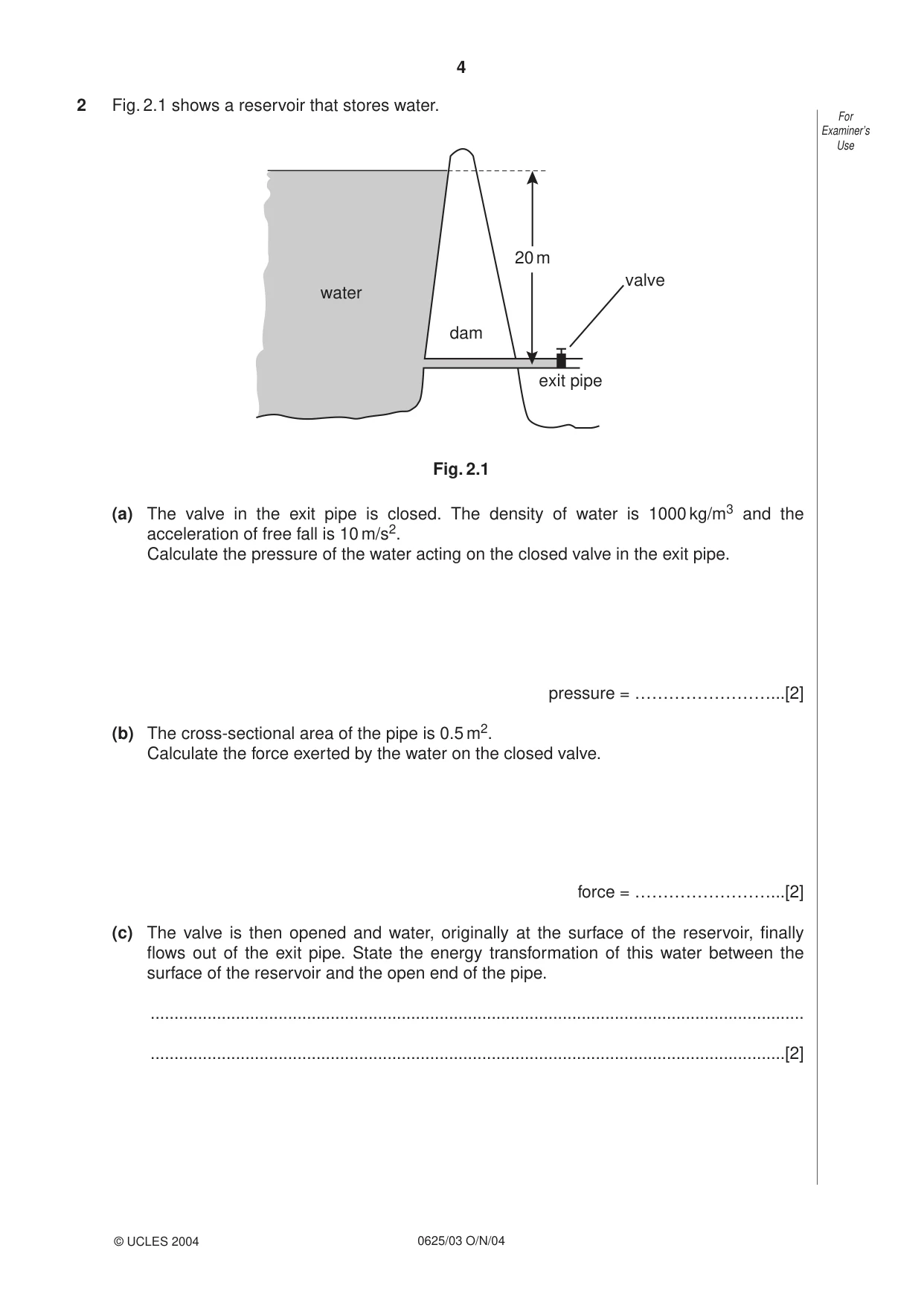 Cambridge IGCSE Physics 0625 2004 Oct/Nov Paper 3 · Variant 1 question paper, page 4 of 16