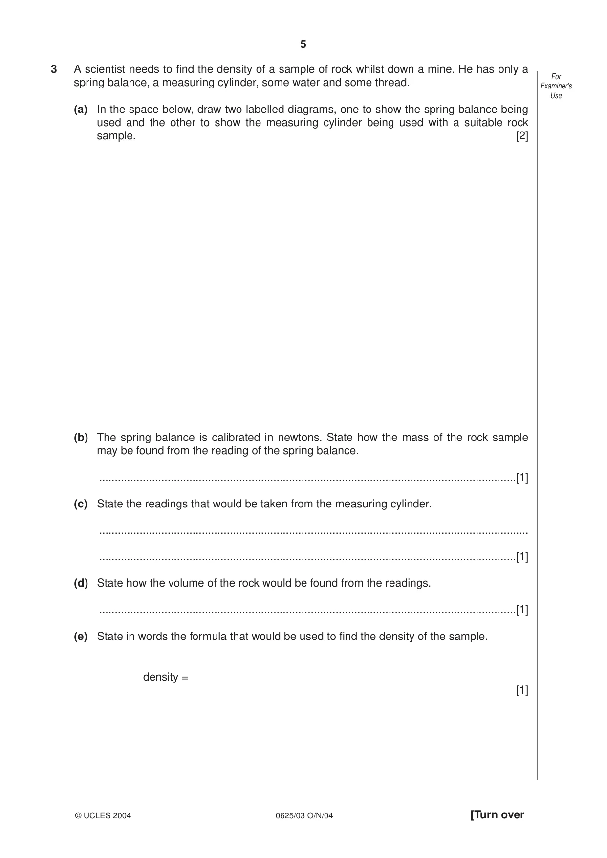 Cambridge IGCSE Physics 0625 2004 Oct/Nov Paper 3 · Variant 1 question paper, page 5 of 16