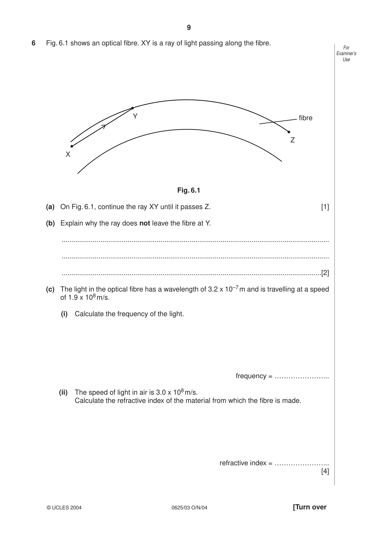 Cambridge IGCSE Physics 0625 2004 Oct/Nov Paper 3 · Variant 1 question paper, page 9 of 16