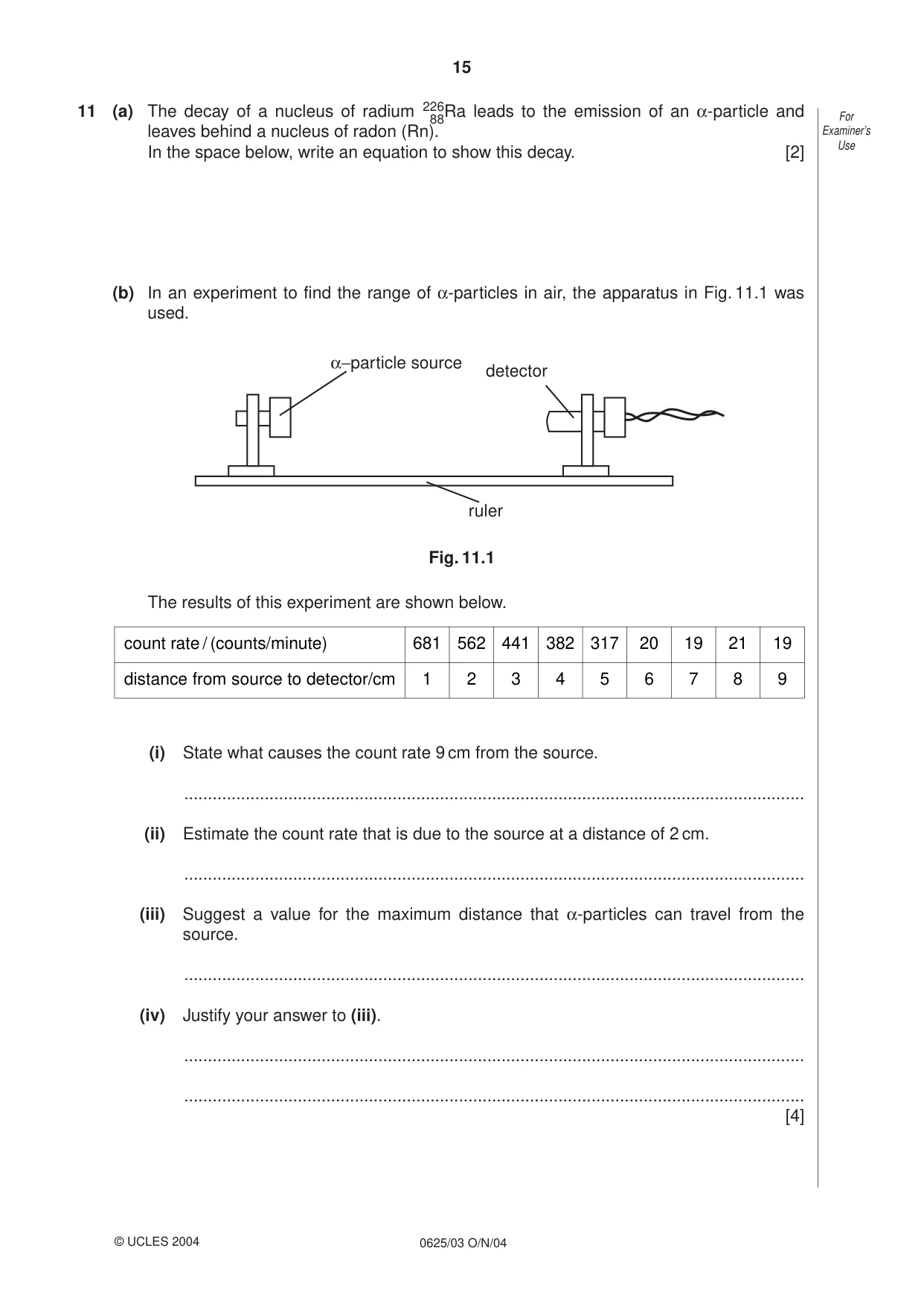Cambridge IGCSE Physics 0625 2004 Oct/Nov Paper 3 · Variant 1 question paper, page 15 of 16
