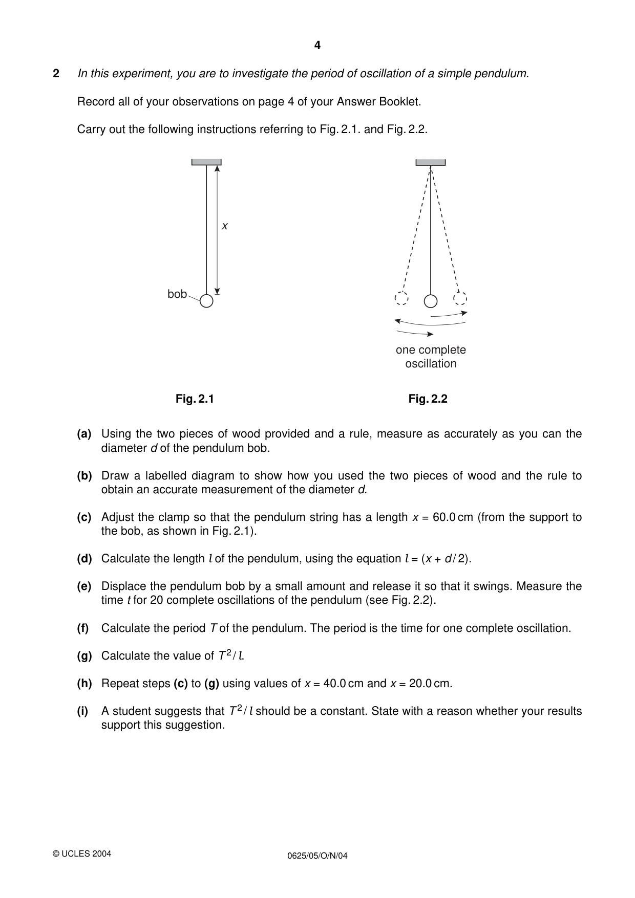 Cambridge IGCSE Physics 0625 2004 Oct/Nov Paper 5 · Variant 1 question paper, page 4 of 8