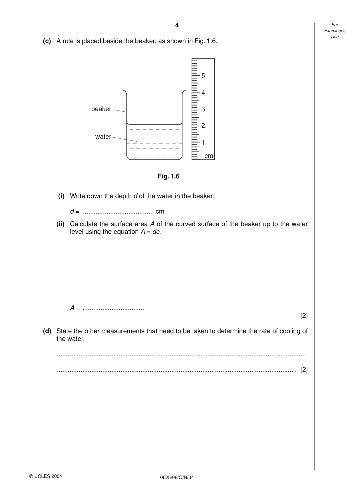 Cambridge IGCSE Physics 0625 2004 Oct/Nov Paper 6 · Variant 1 question paper, page 4 of 12