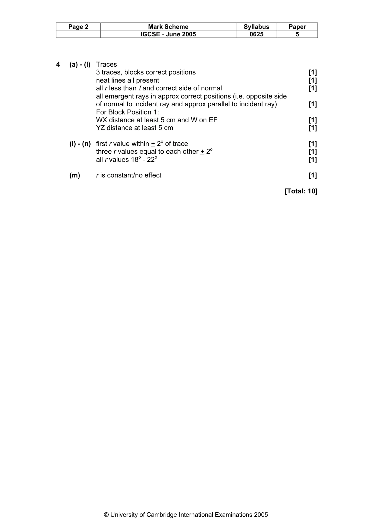 Mark scheme, page 5 of 5