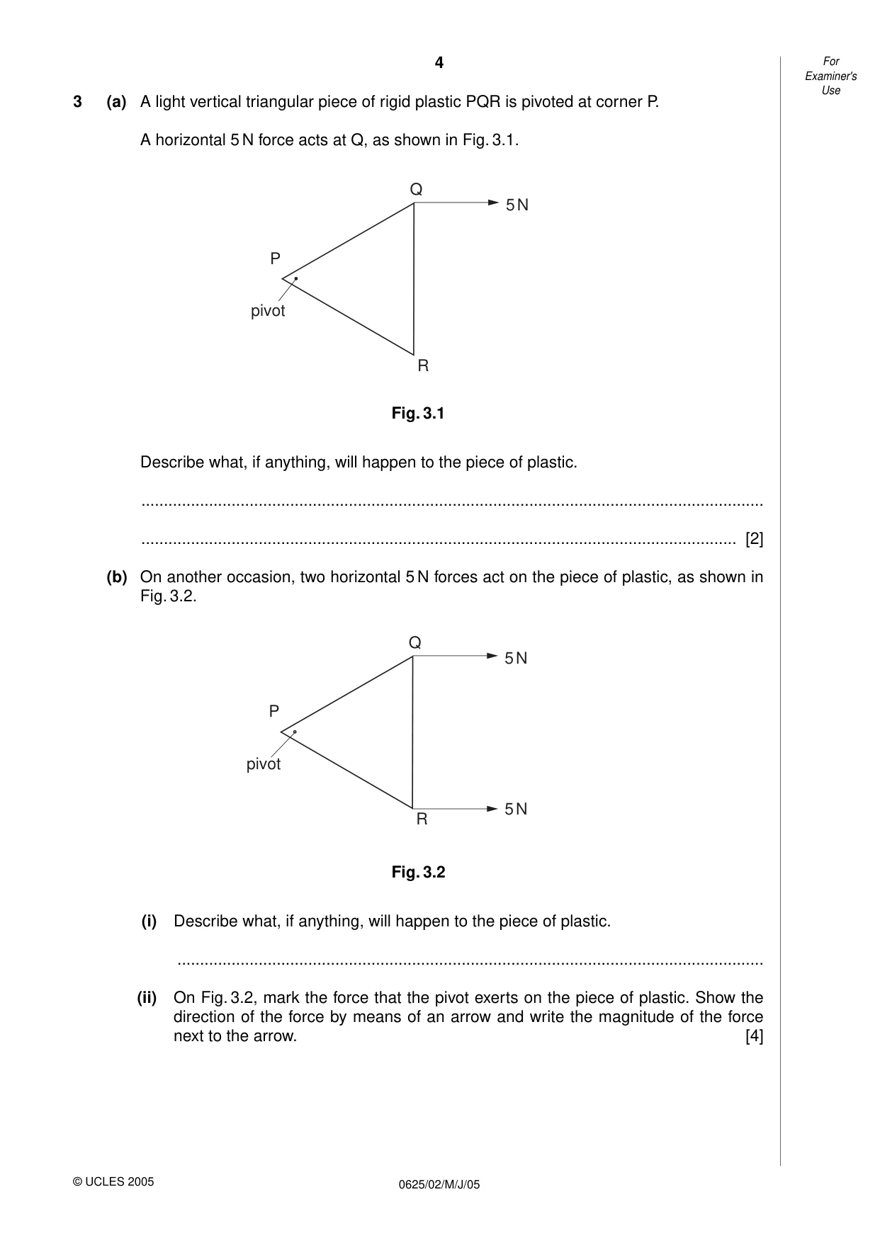Cambridge IGCSE Physics 0625 2005 May/June Paper 2 · Variant 1 question paper, page 4 of 16