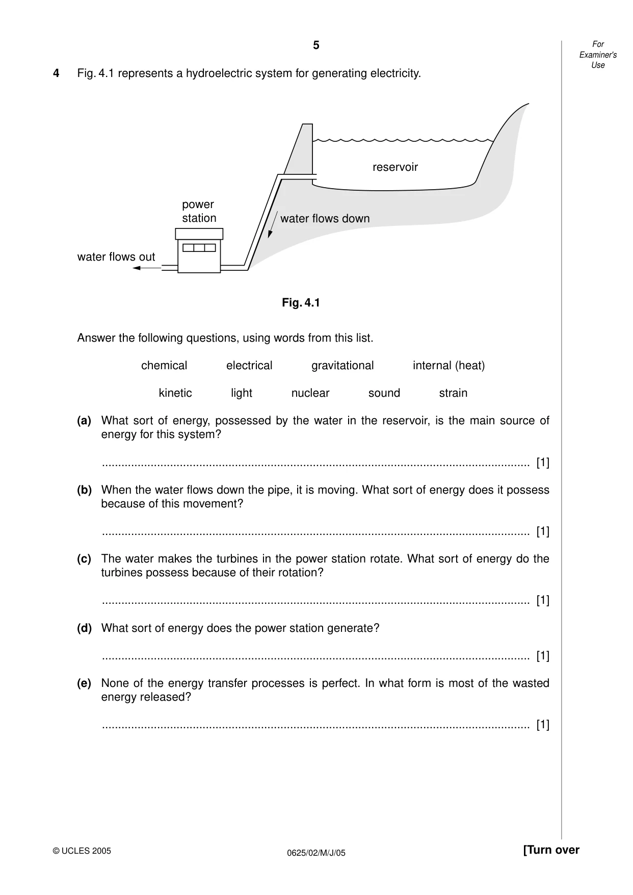Cambridge IGCSE Physics 0625 2005 May/June Paper 2 · Variant 1 question paper, page 5 of 16