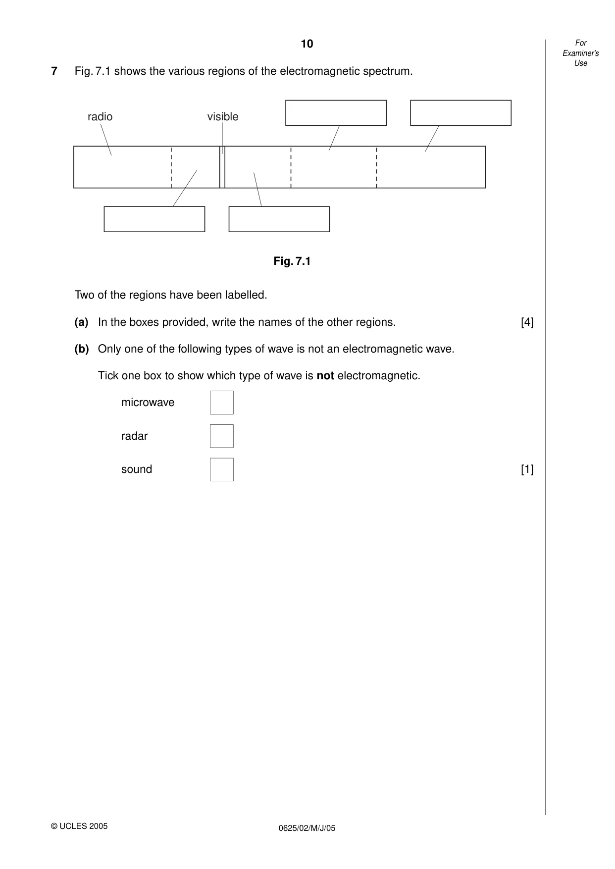 Cambridge IGCSE Physics 0625 2005 May/June Paper 2 · Variant 1 question paper, page 10 of 16