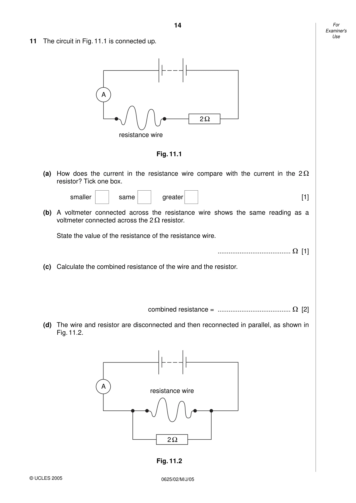 Cambridge IGCSE Physics 0625 2005 May/June Paper 2 · Variant 1 question paper, page 14 of 16