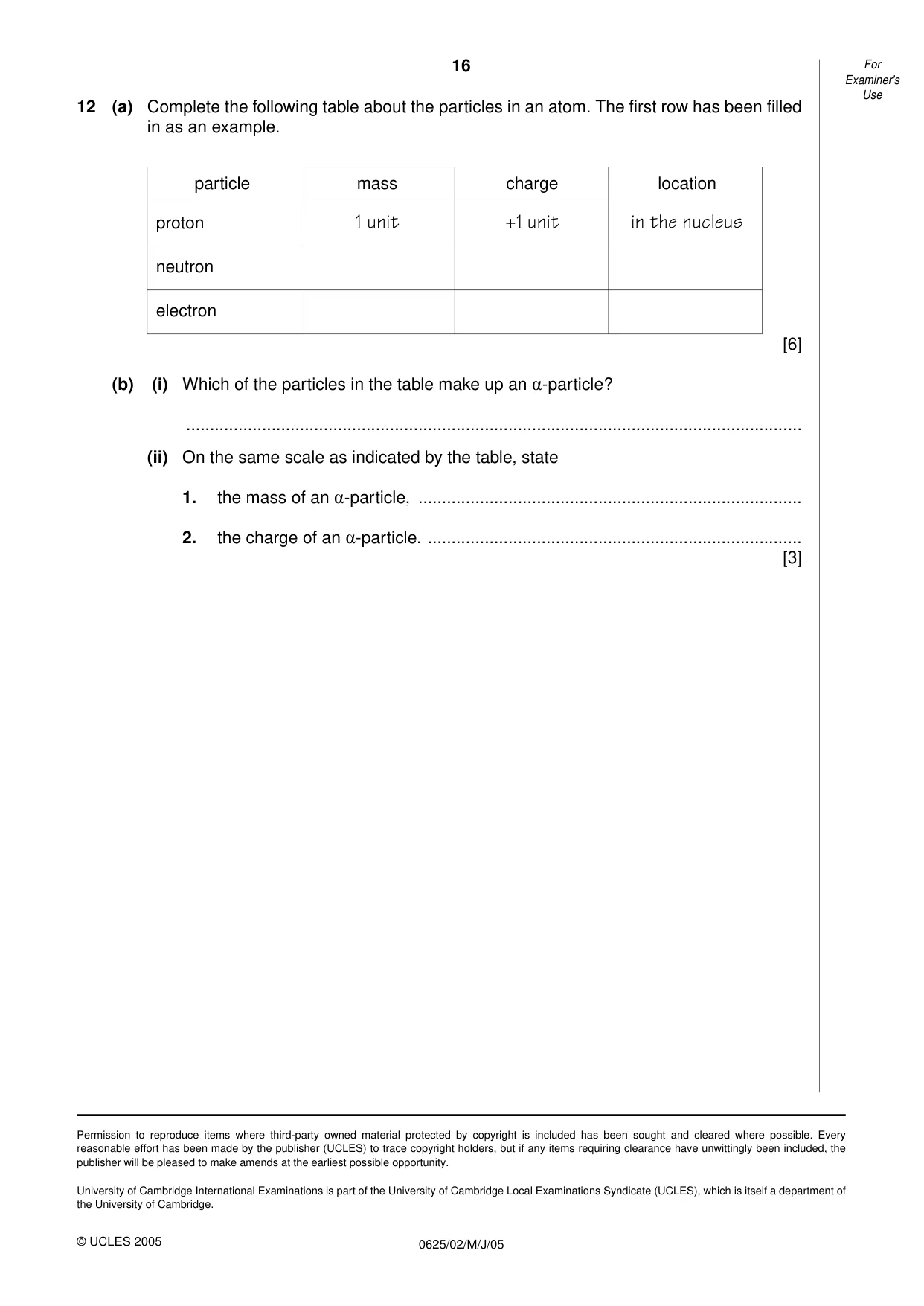 Cambridge IGCSE Physics 0625 2005 May/June Paper 2 · Variant 1 question paper, page 16 of 16