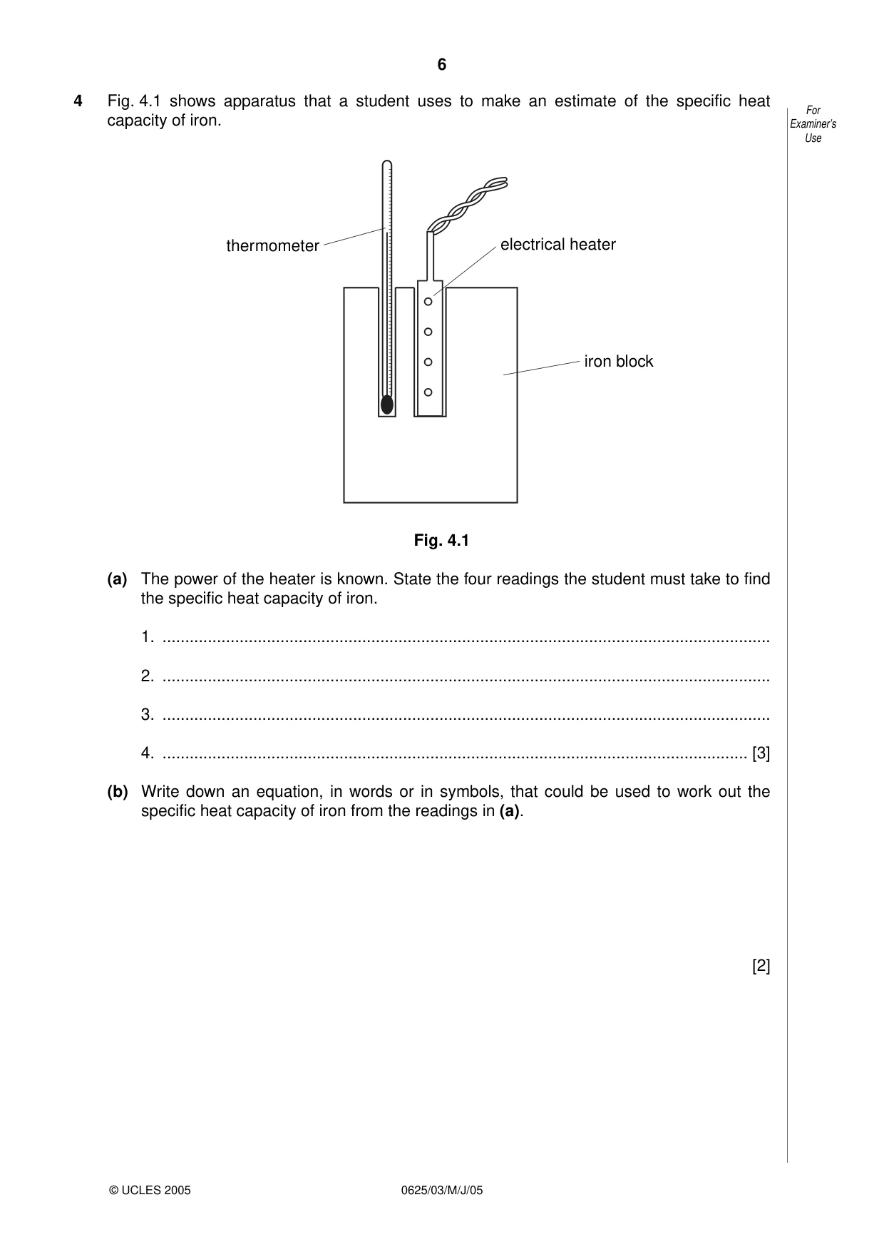Cambridge IGCSE Physics 0625 2005 May/June Paper 3 · Variant 1 question paper, page 6 of 16