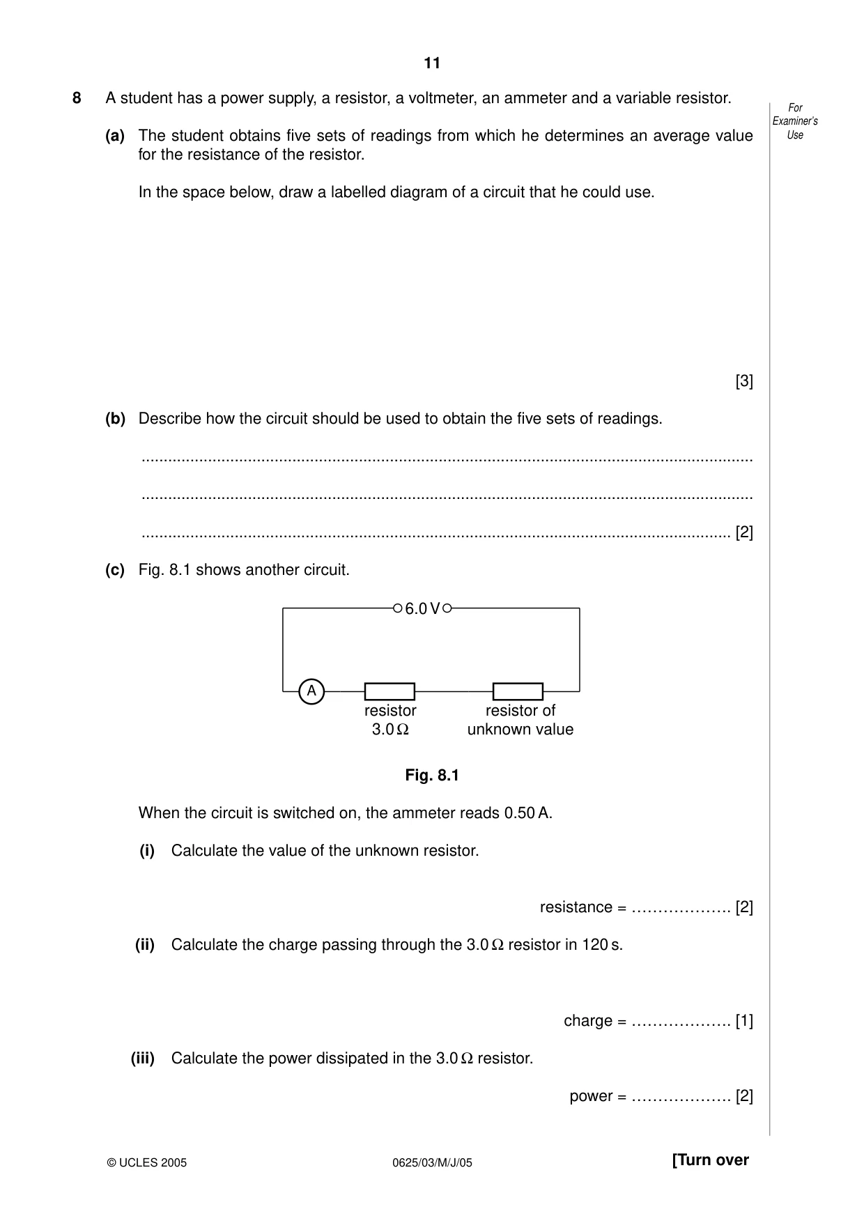 Cambridge IGCSE Physics 0625 2005 May/June Paper 3 · Variant 1 question paper, page 11 of 16