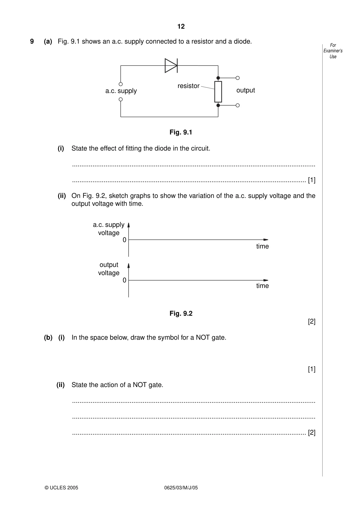 Cambridge IGCSE Physics 0625 2005 May/June Paper 3 · Variant 1 question paper, page 12 of 16