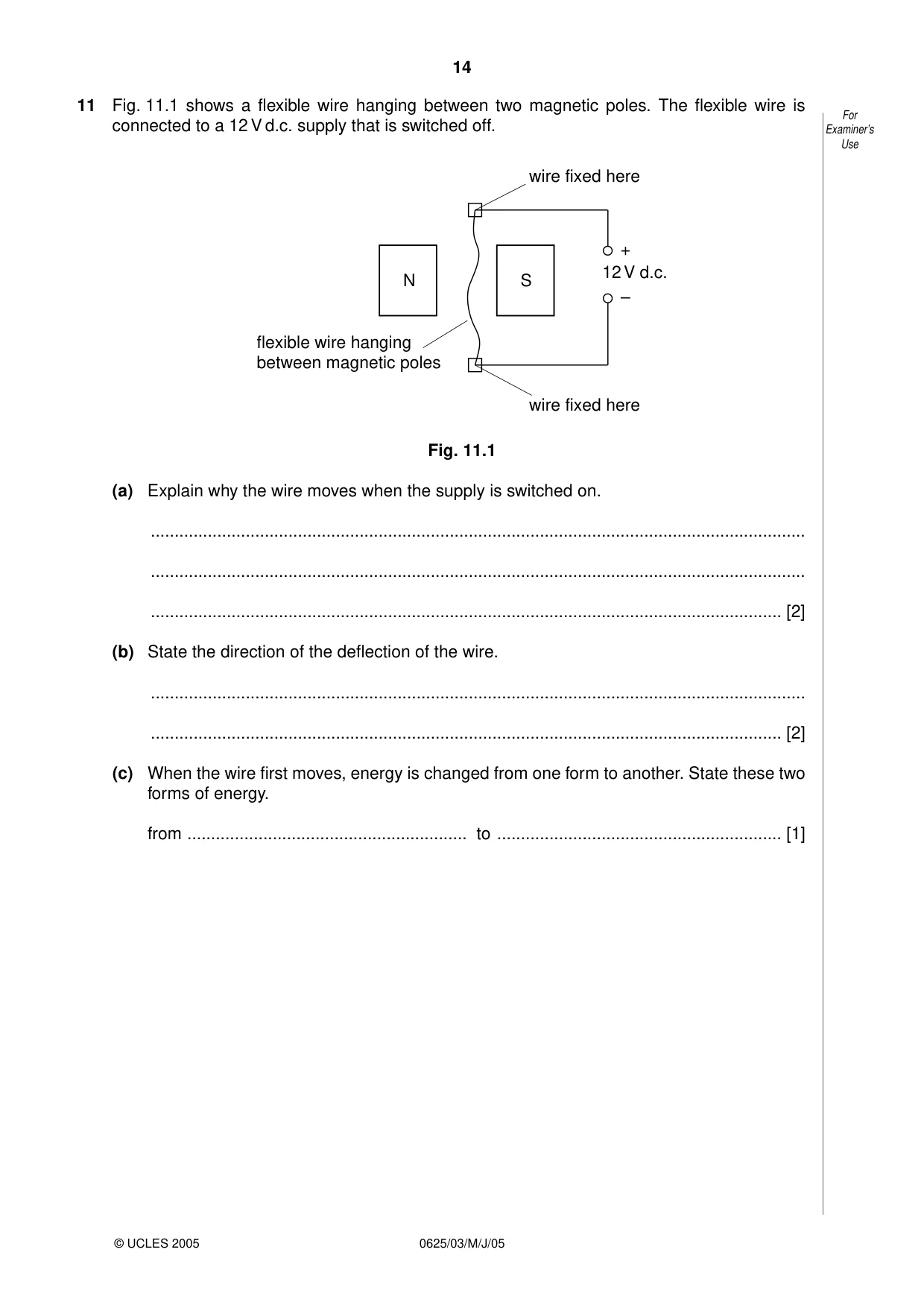 Cambridge IGCSE Physics 0625 2005 May/June Paper 3 · Variant 1 question paper, page 14 of 16