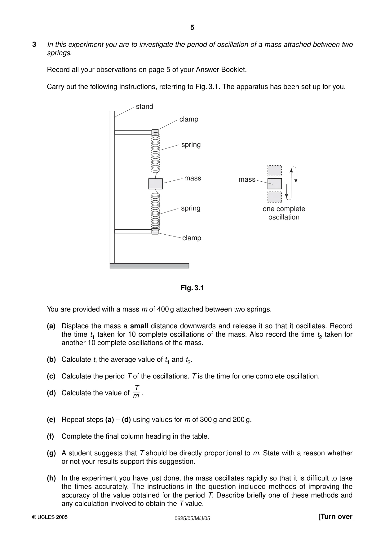 Cambridge IGCSE Physics 0625 2005 May/June Paper 5 · Variant 1 question paper, page 5 of 16