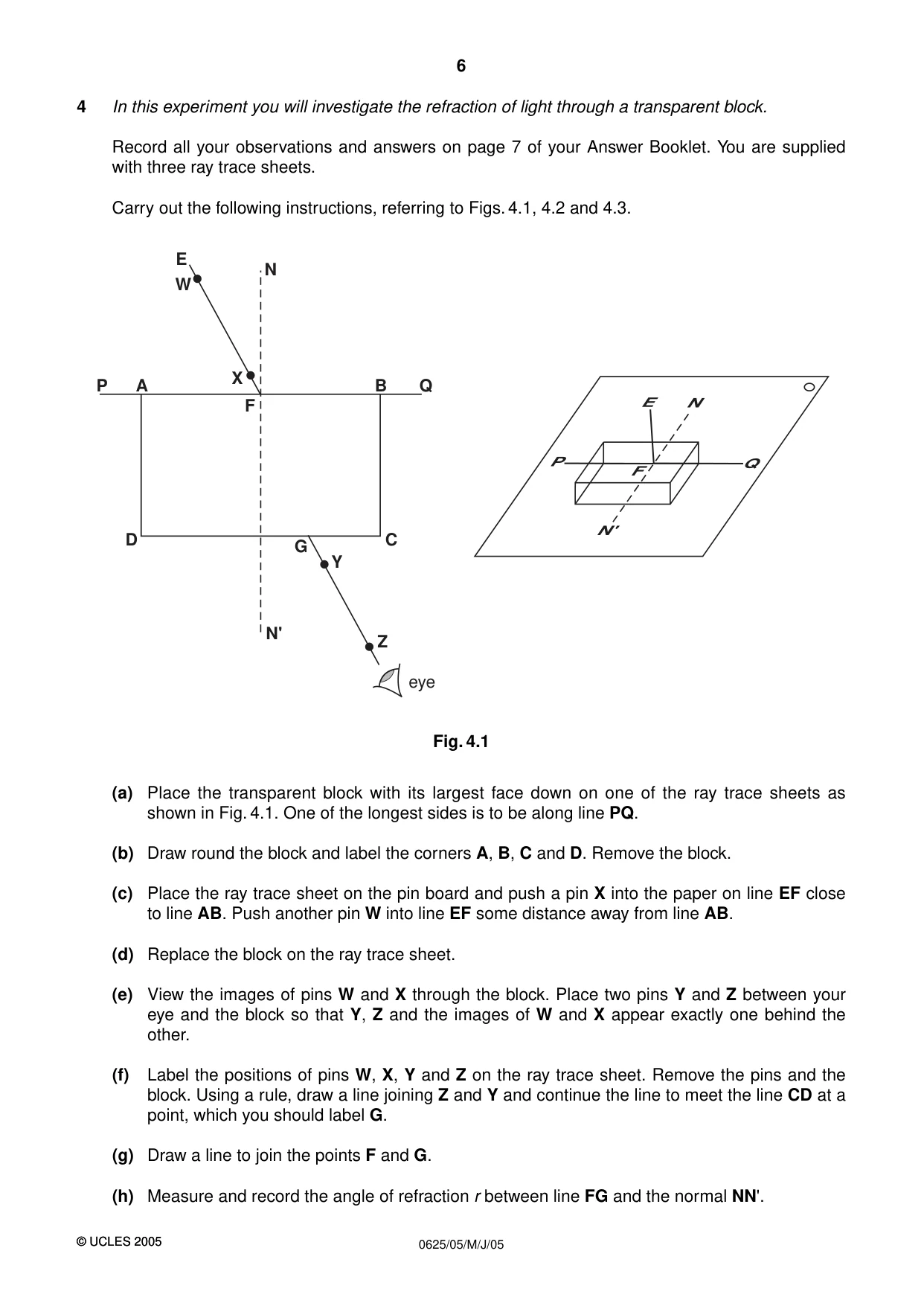 Cambridge IGCSE Physics 0625 2005 May/June Paper 5 · Variant 1 question paper, page 6 of 16
