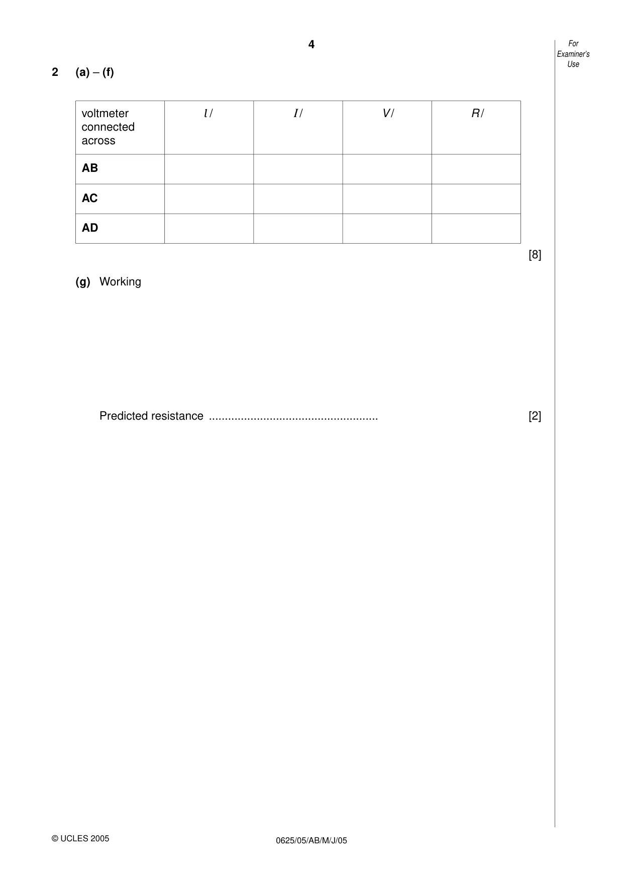 Cambridge IGCSE Physics 0625 2005 May/June Paper 5 · Variant 1 question paper, page 12 of 16