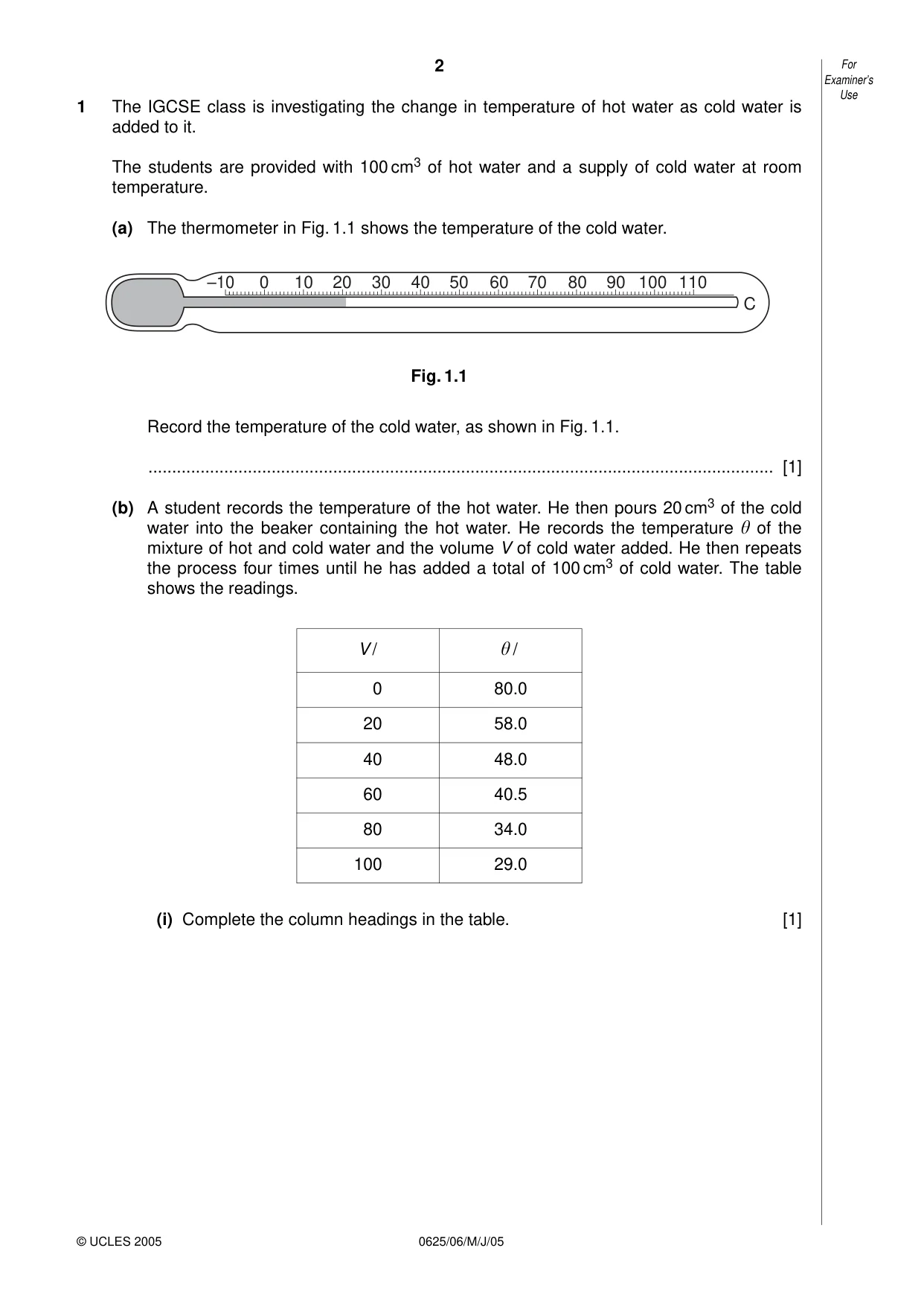 Cambridge IGCSE Physics 0625 2005 May/June Paper 6 · Variant 1 question paper, page 2 of 12