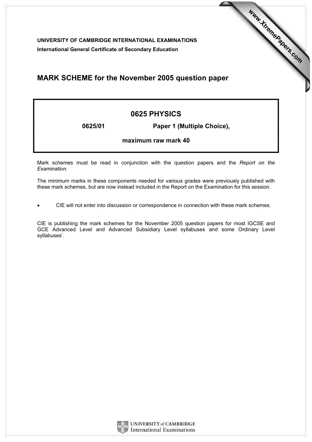 Mark scheme, page 1 of 2