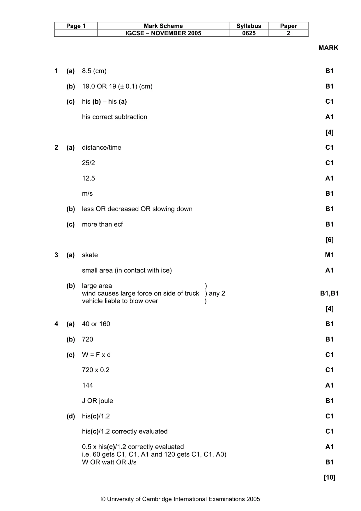 Mark scheme, page 2 of 5