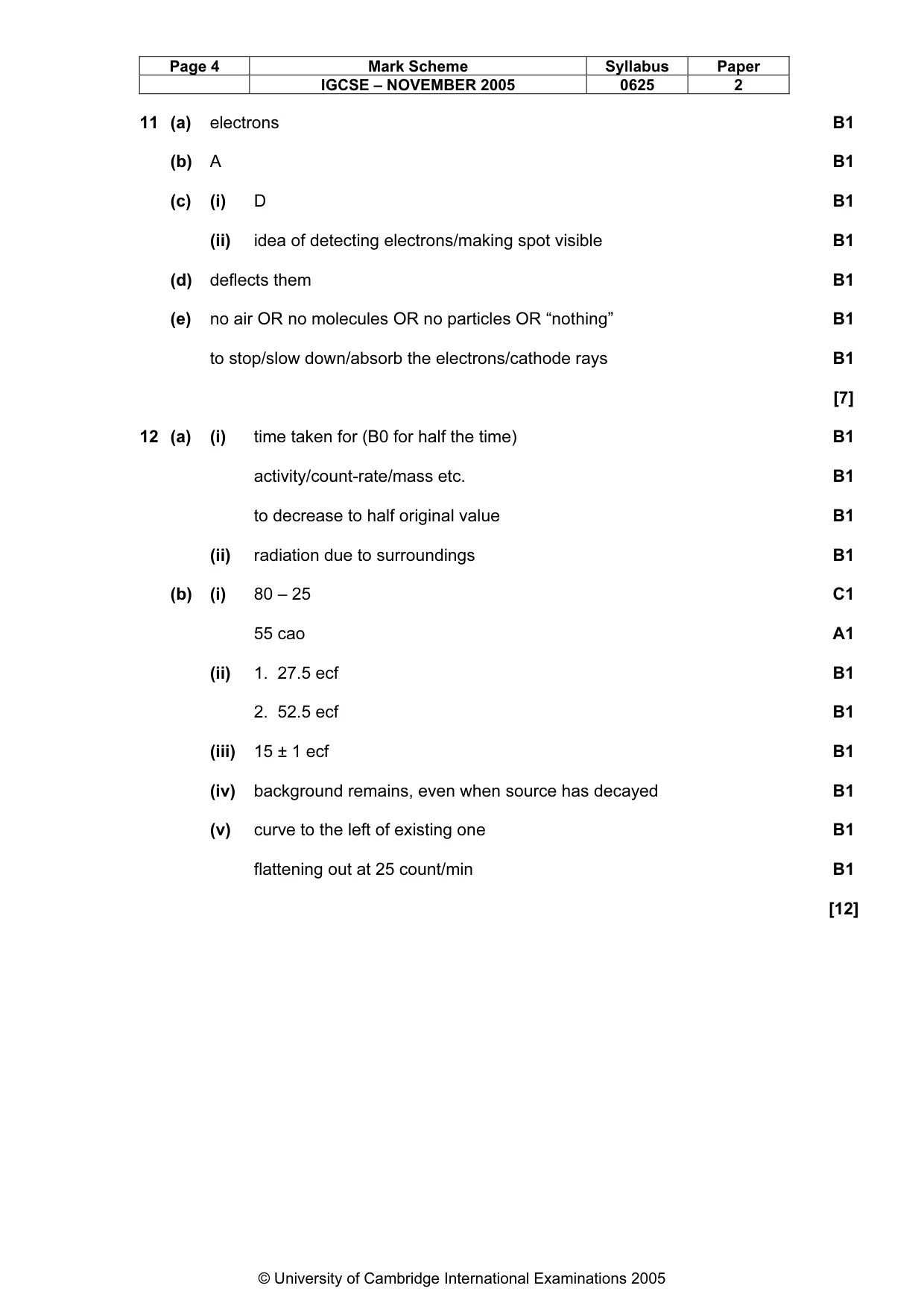 Mark scheme, page 5 of 5