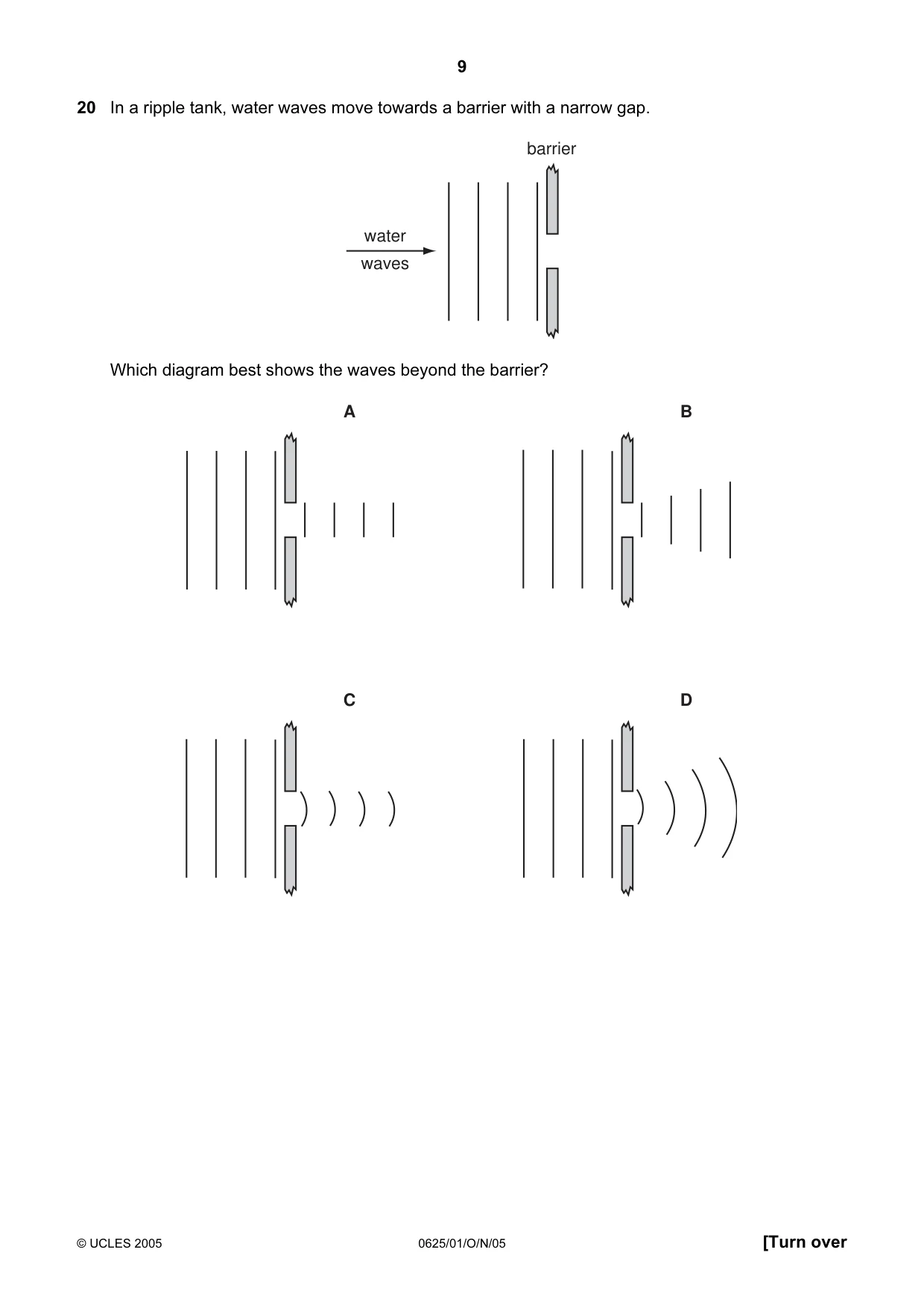 Cambridge IGCSE Physics 0625 2005 Oct/Nov Paper 1 · Variant 1 question paper, page 9 of 20