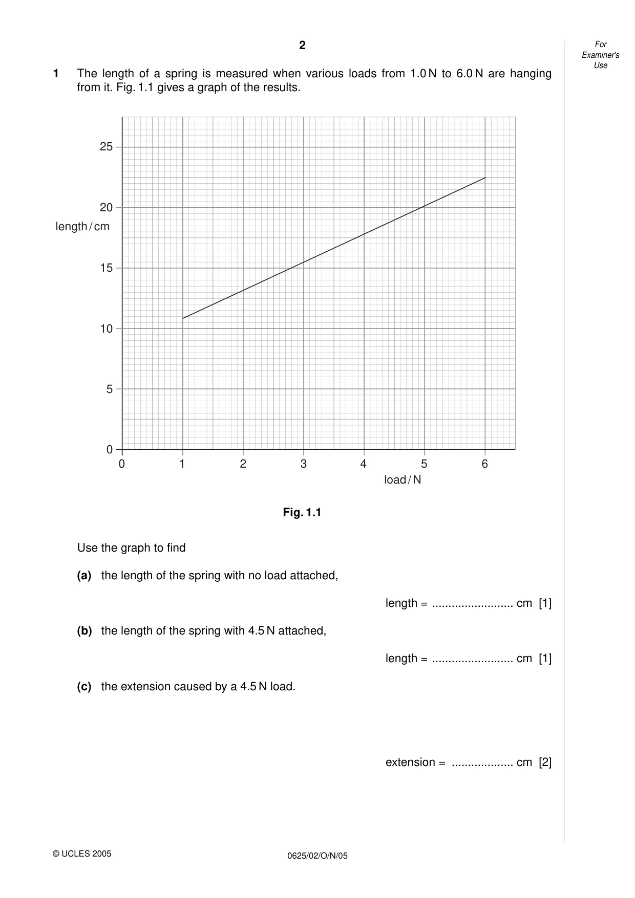 Cambridge IGCSE Physics 0625 2005 Oct/Nov Paper 2 · Variant 1 question paper, page 2 of 16