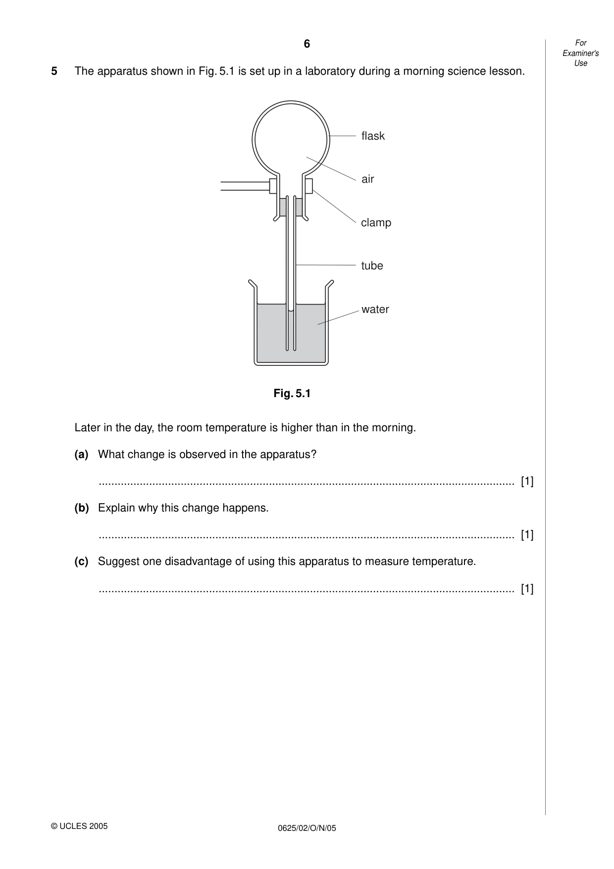 Cambridge IGCSE Physics 0625 2005 Oct/Nov Paper 2 · Variant 1 question paper, page 6 of 16