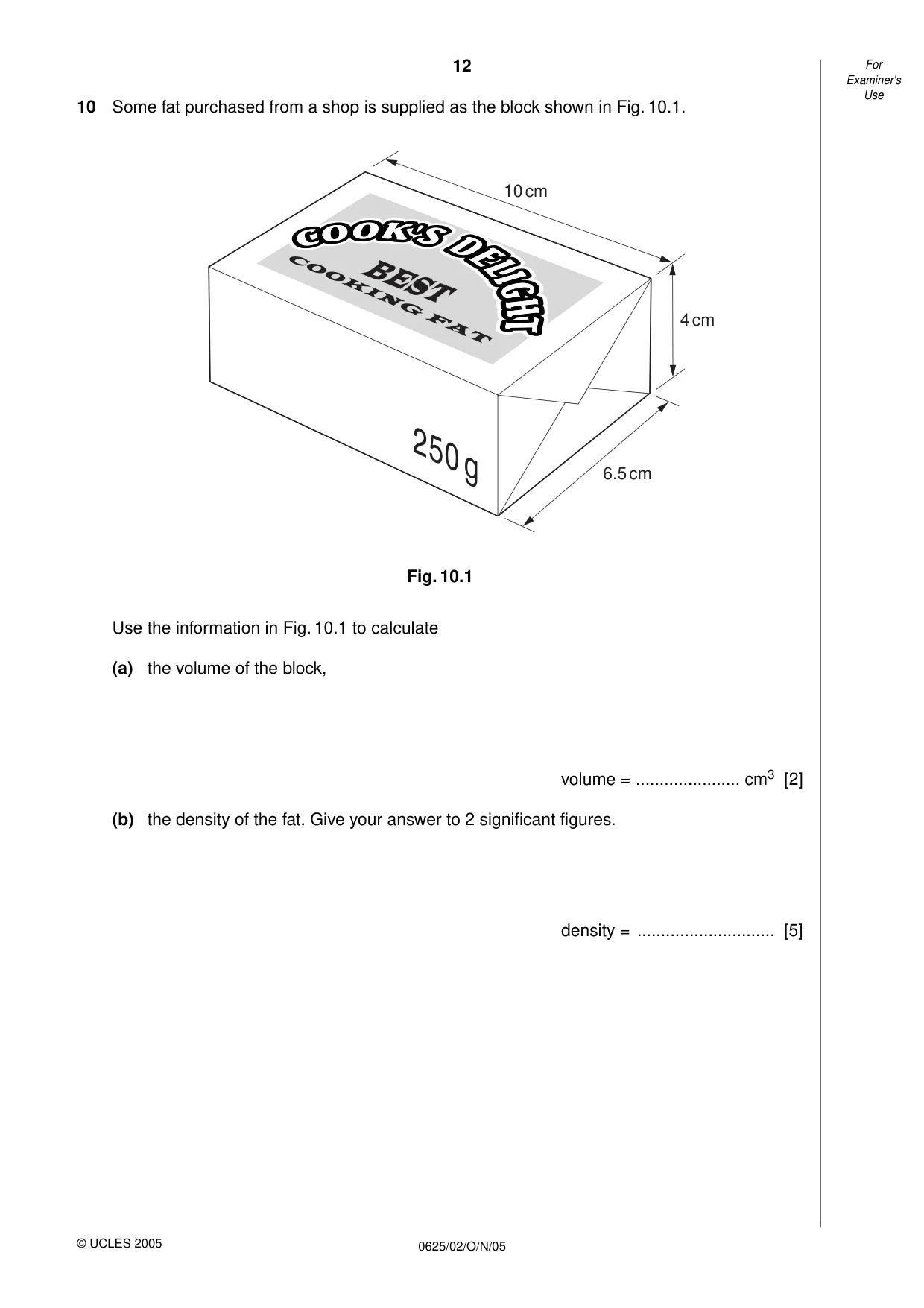 Cambridge IGCSE Physics 0625 2005 Oct/Nov Paper 2 · Variant 1 question paper, page 12 of 16