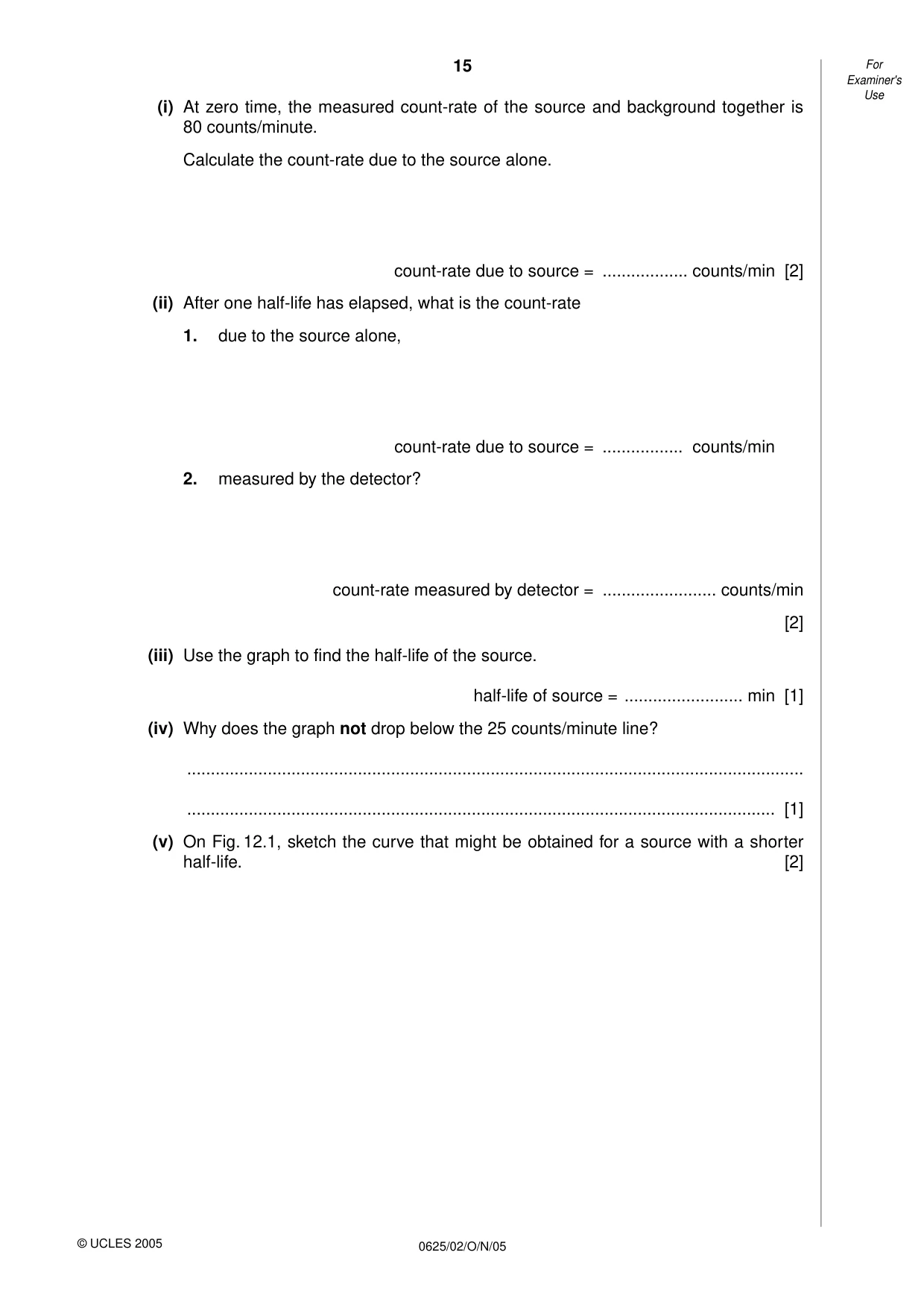 Cambridge IGCSE Physics 0625 2005 Oct/Nov Paper 2 · Variant 1 question paper, page 15 of 16