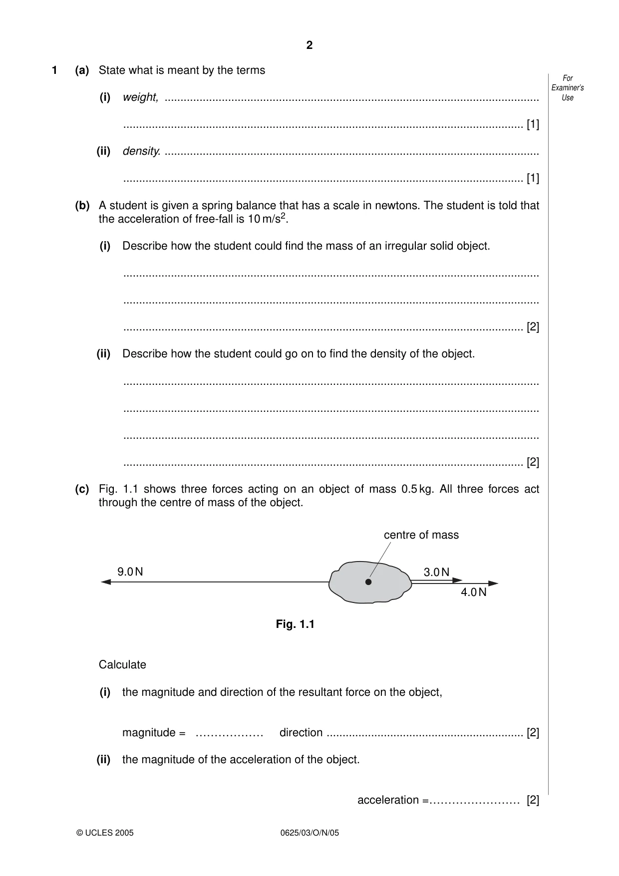 Cambridge IGCSE Physics 0625 2005 Oct/Nov Paper 3 · Variant 1 question paper, page 2 of 16