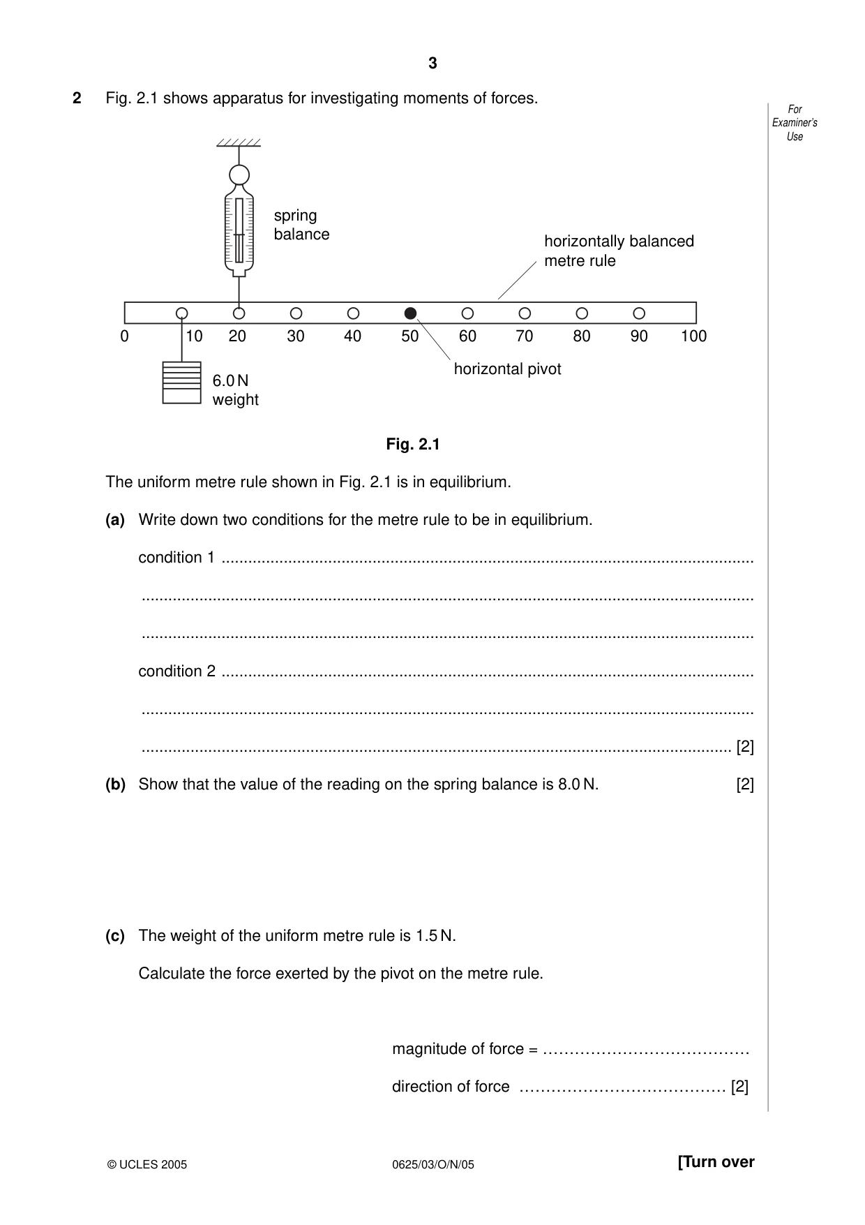 Cambridge IGCSE Physics 0625 2005 Oct/Nov Paper 3 · Variant 1 question paper, page 3 of 16