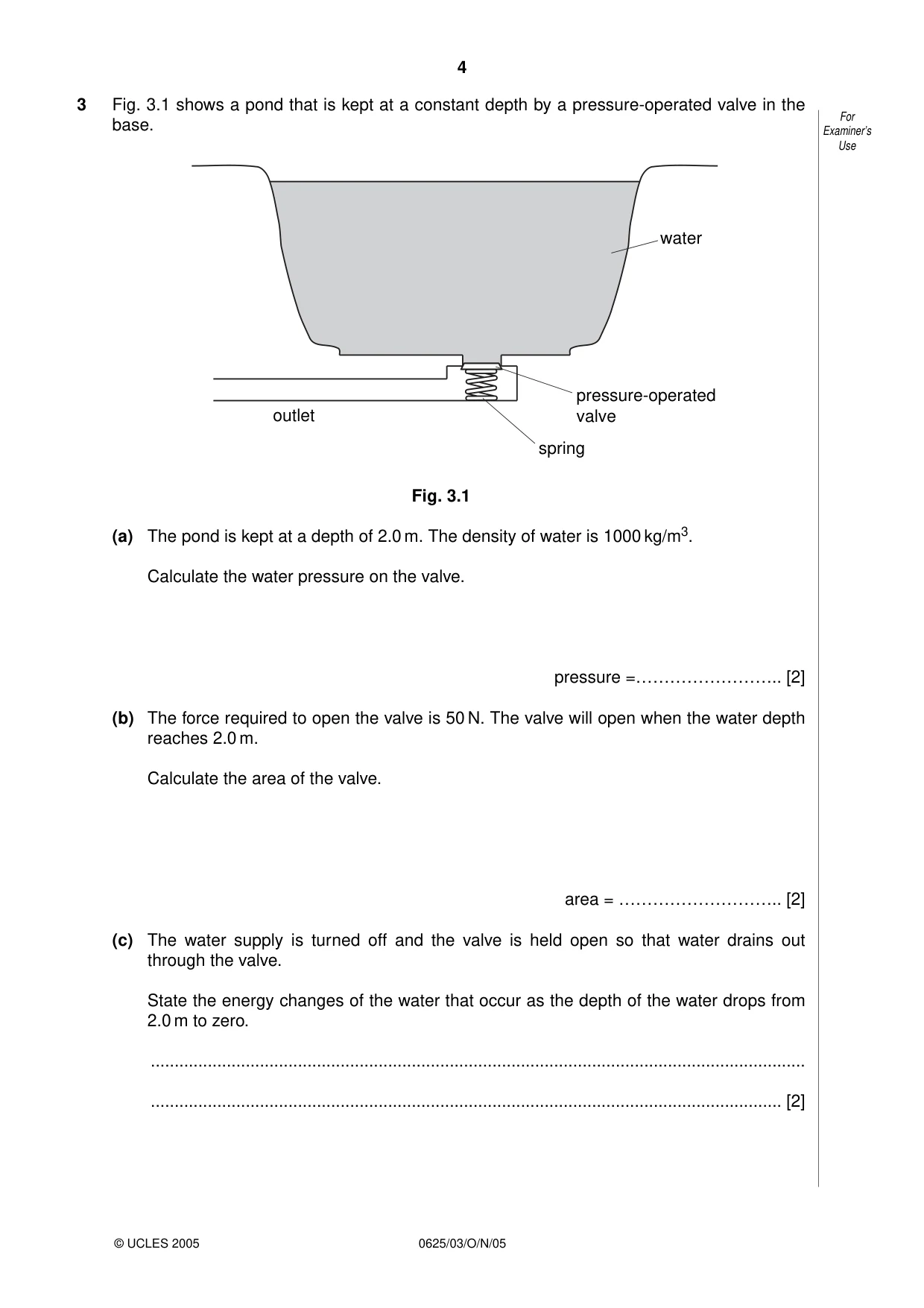 Cambridge IGCSE Physics 0625 2005 Oct/Nov Paper 3 · Variant 1 question paper, page 4 of 16