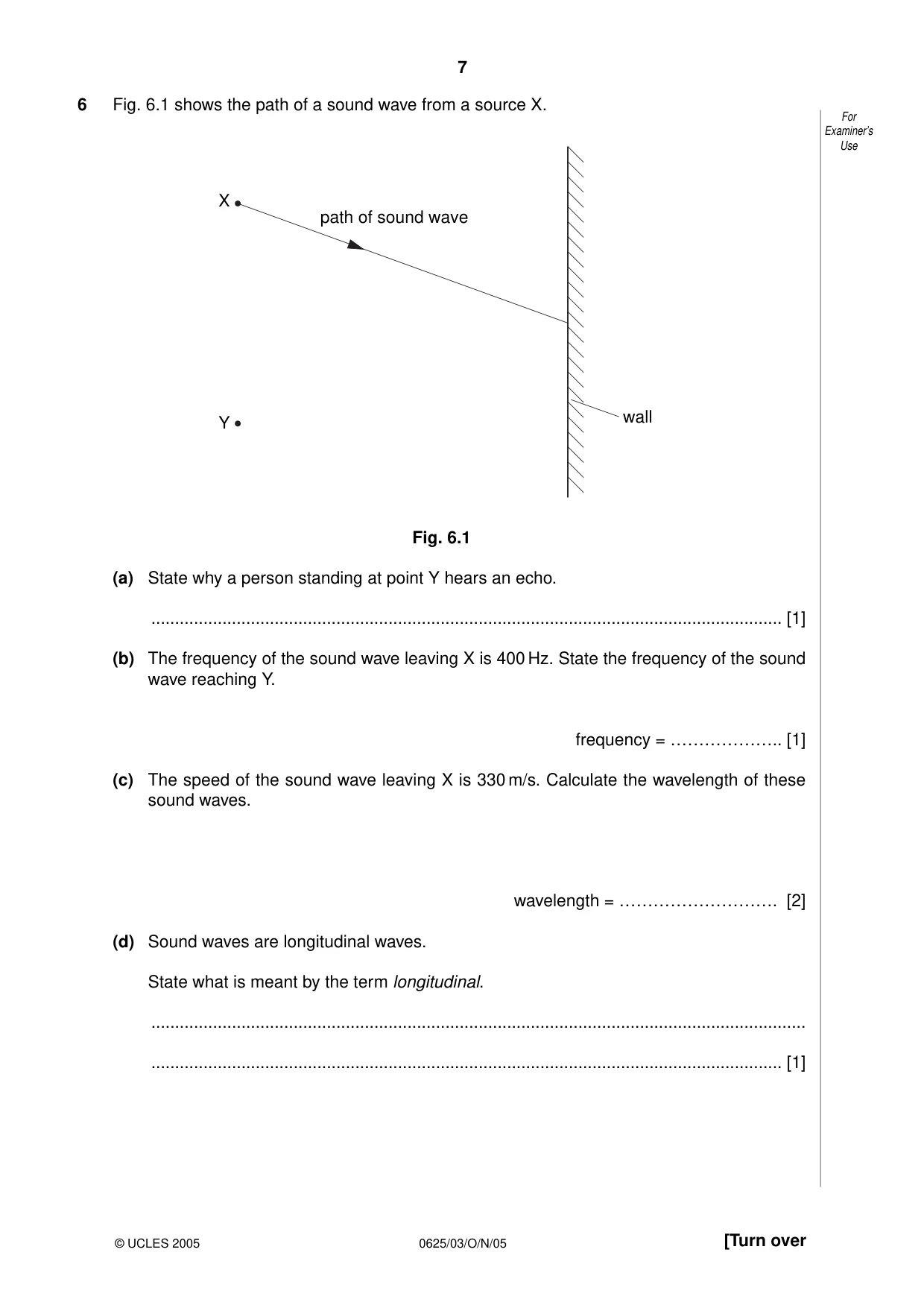 Cambridge IGCSE Physics 0625 2005 Oct/Nov Paper 3 · Variant 1 question paper, page 7 of 16