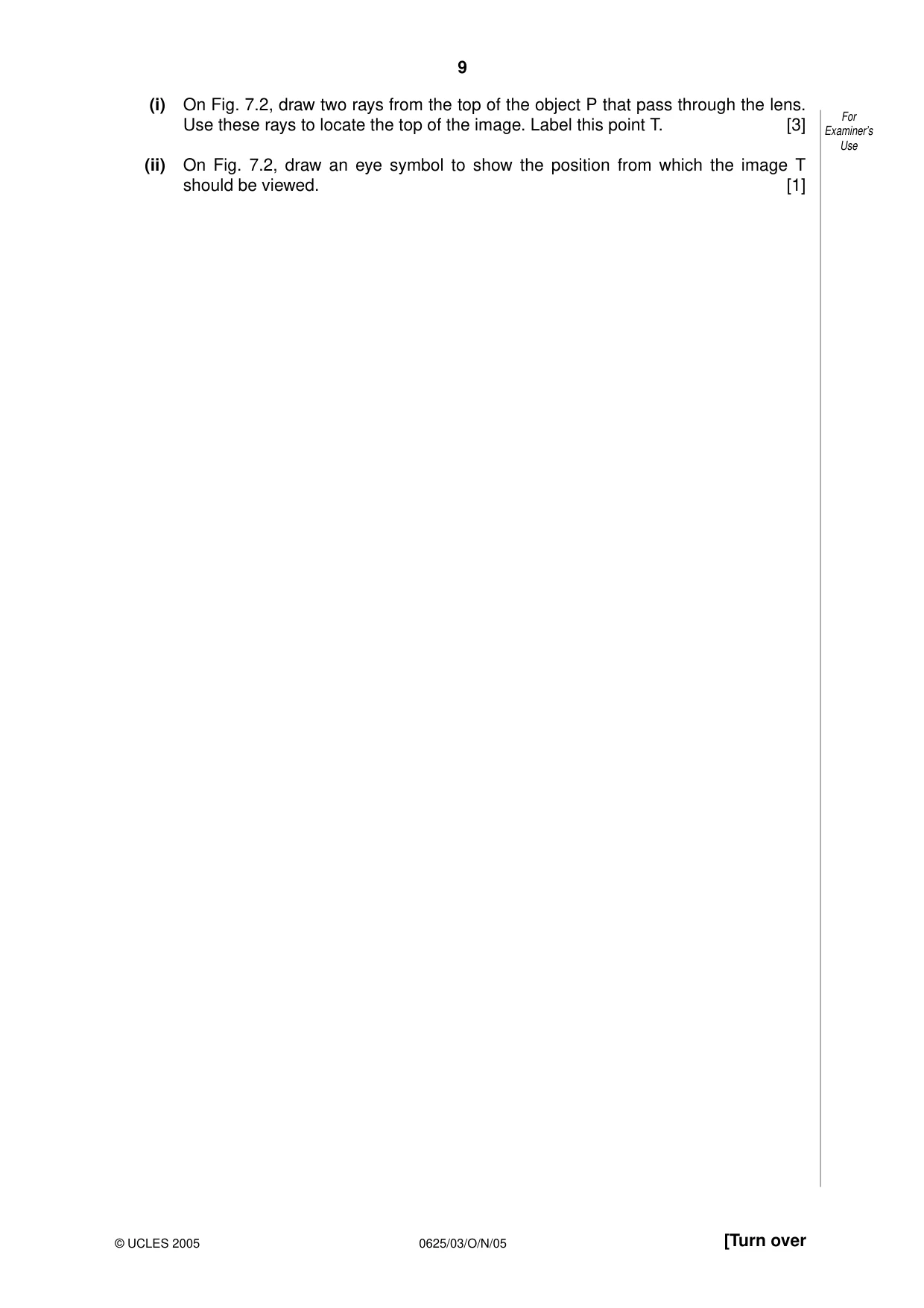 Cambridge IGCSE Physics 0625 2005 Oct/Nov Paper 3 · Variant 1 question paper, page 9 of 16