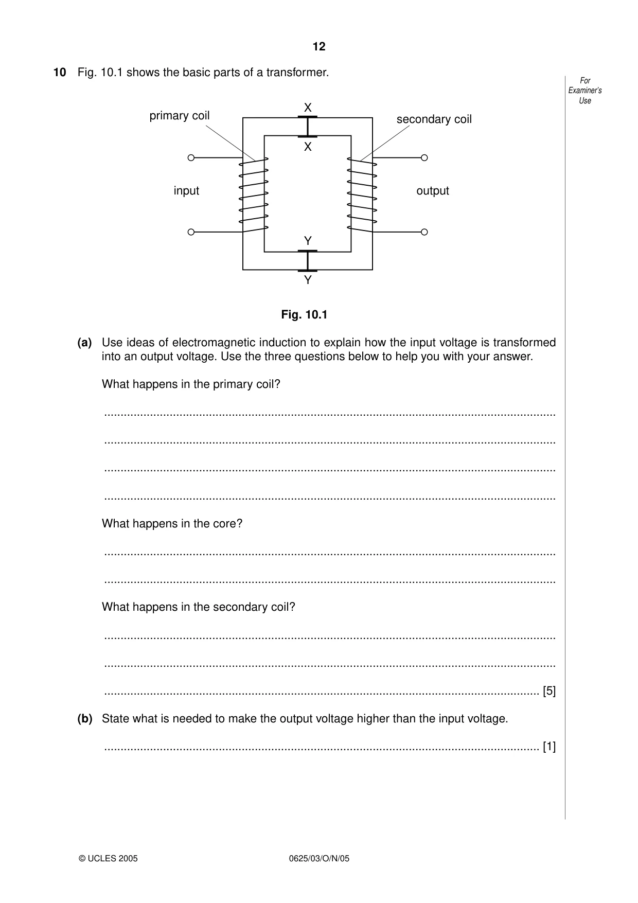 Cambridge IGCSE Physics 0625 2005 Oct/Nov Paper 3 · Variant 1 question paper, page 12 of 16