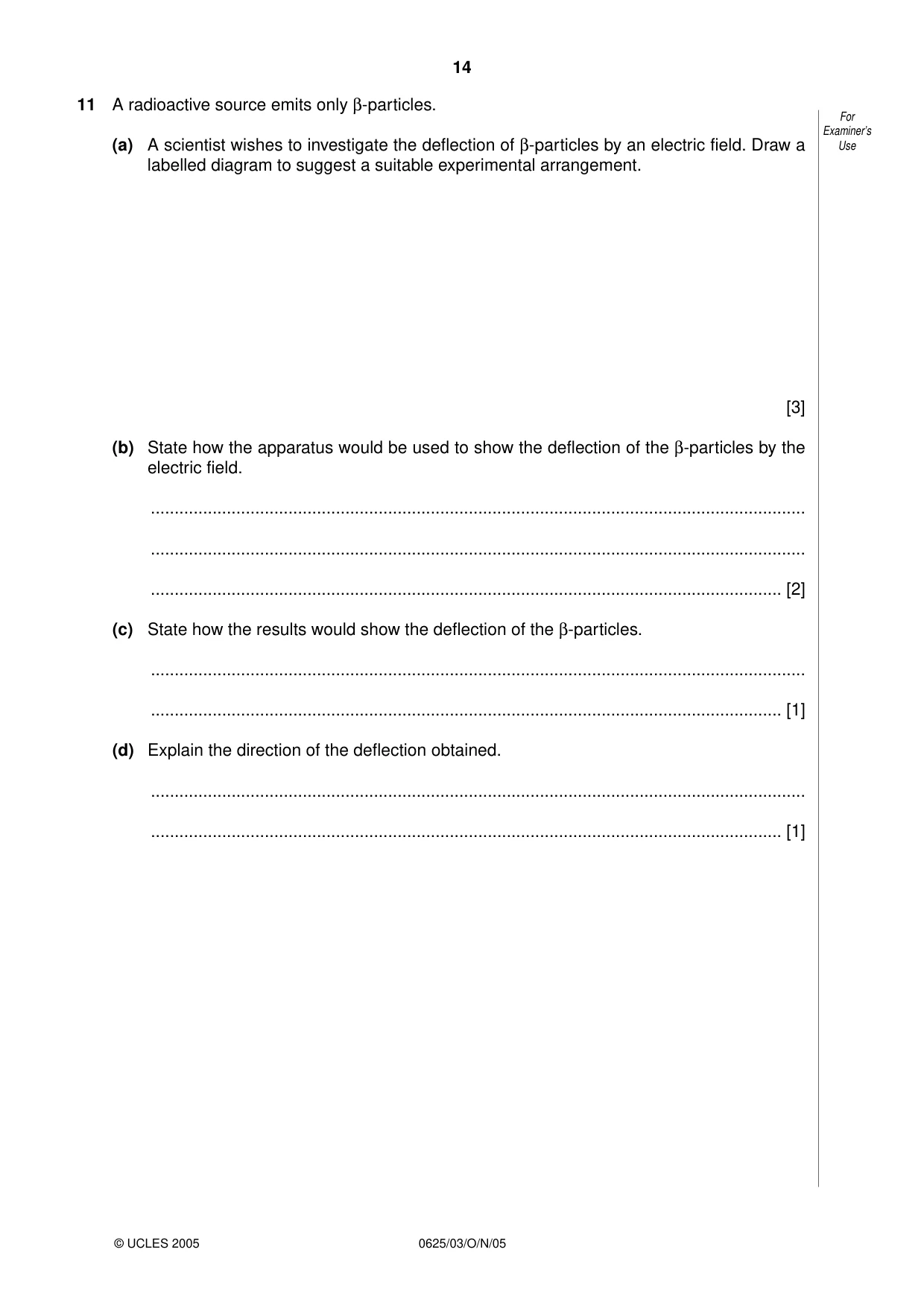 Cambridge IGCSE Physics 0625 2005 Oct/Nov Paper 3 · Variant 1 question paper, page 14 of 16