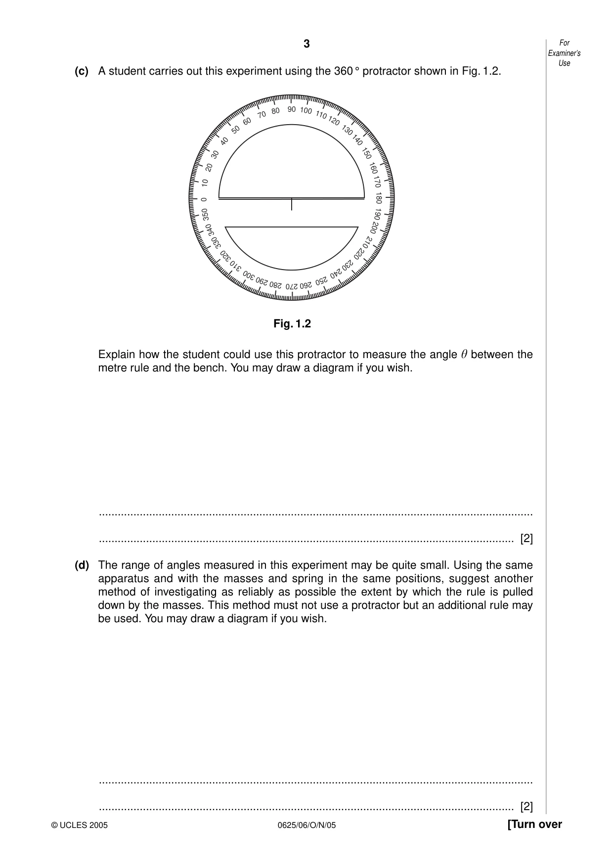Cambridge IGCSE Physics 0625 2005 Oct/Nov Paper 6 · Variant 1 question paper, page 3 of 12