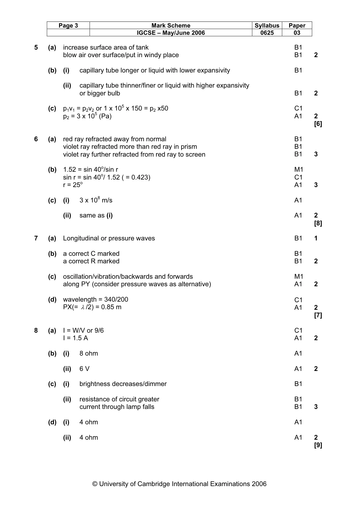 Mark scheme, page 3 of 4