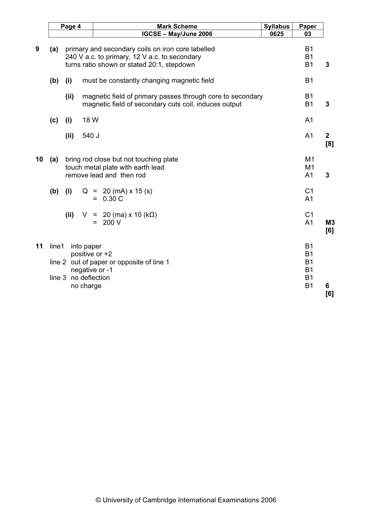 Mark scheme, page 4 of 4