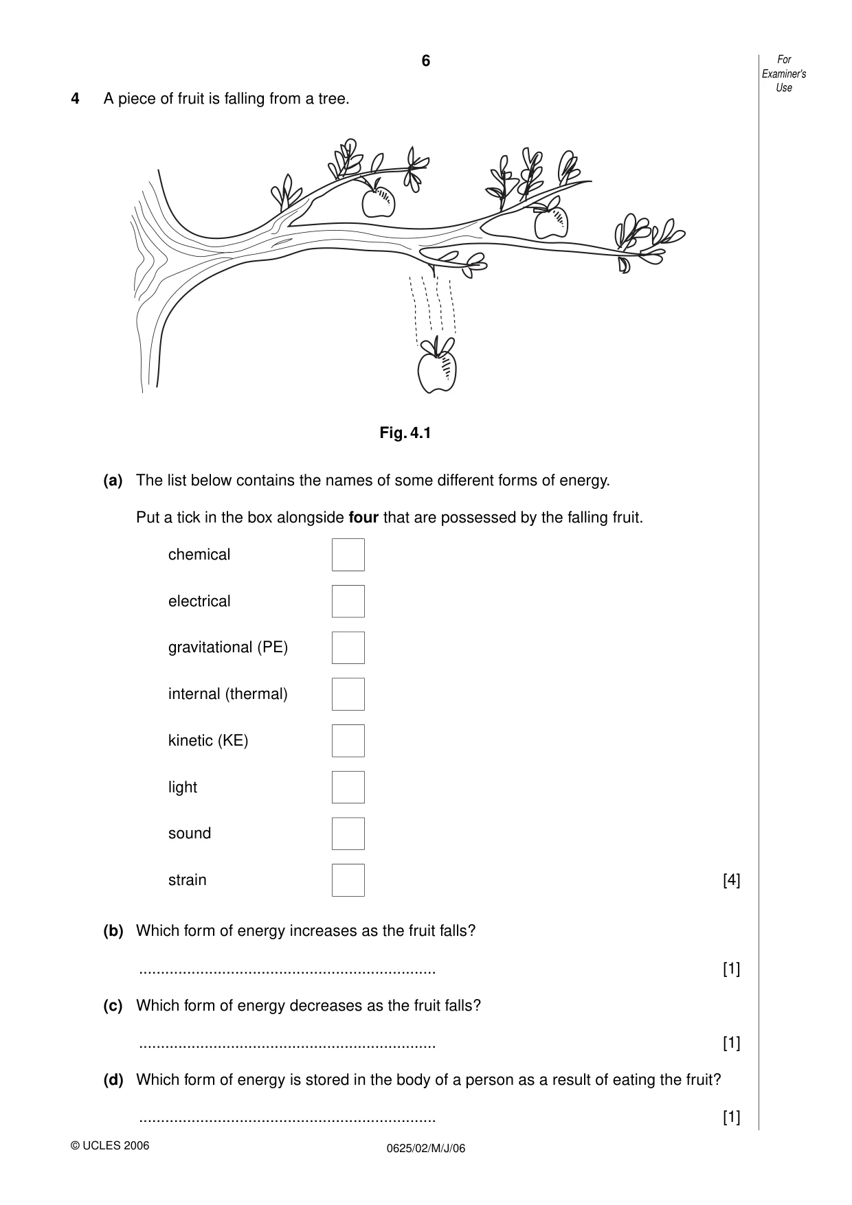 Cambridge IGCSE Physics 0625 2006 May/June Paper 2 · Variant 1 question paper, page 6 of 16