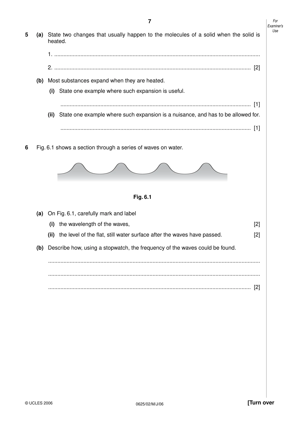 Cambridge IGCSE Physics 0625 2006 May/June Paper 2 · Variant 1 question paper, page 7 of 16