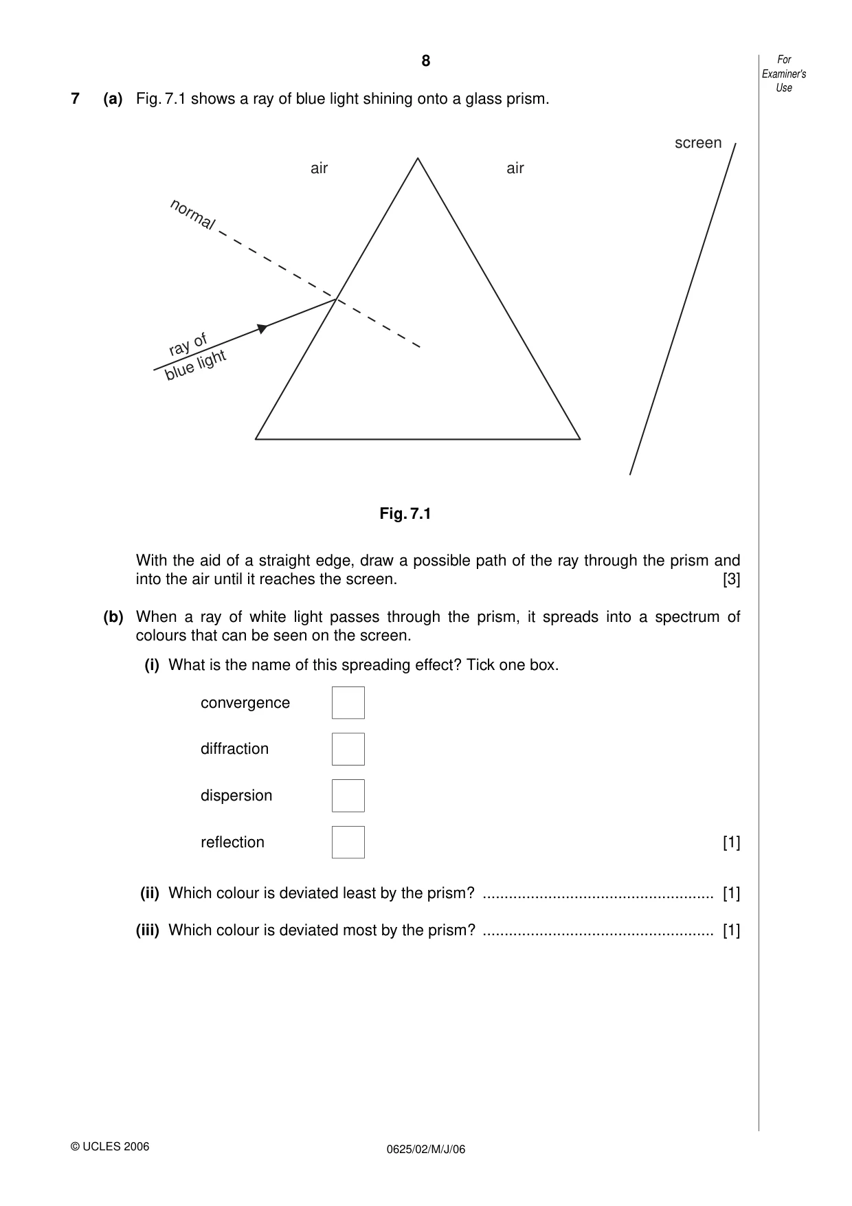 Cambridge IGCSE Physics 0625 2006 May/June Paper 2 · Variant 1 question paper, page 8 of 16