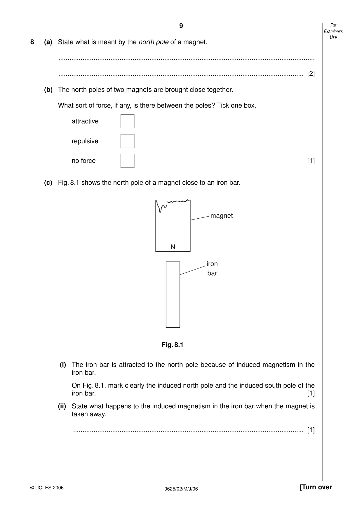 Cambridge IGCSE Physics 0625 2006 May/June Paper 2 · Variant 1 question paper, page 9 of 16