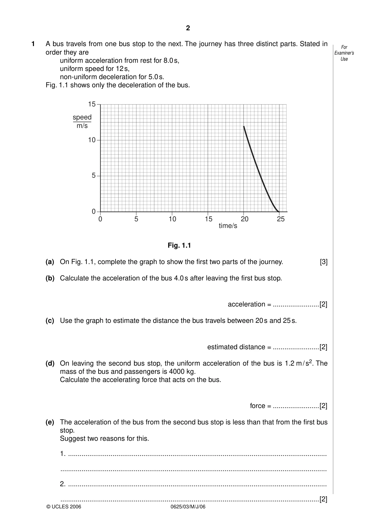 Cambridge IGCSE Physics 0625 2006 May/June Paper 3 · Variant 1 question paper, page 2 of 12
