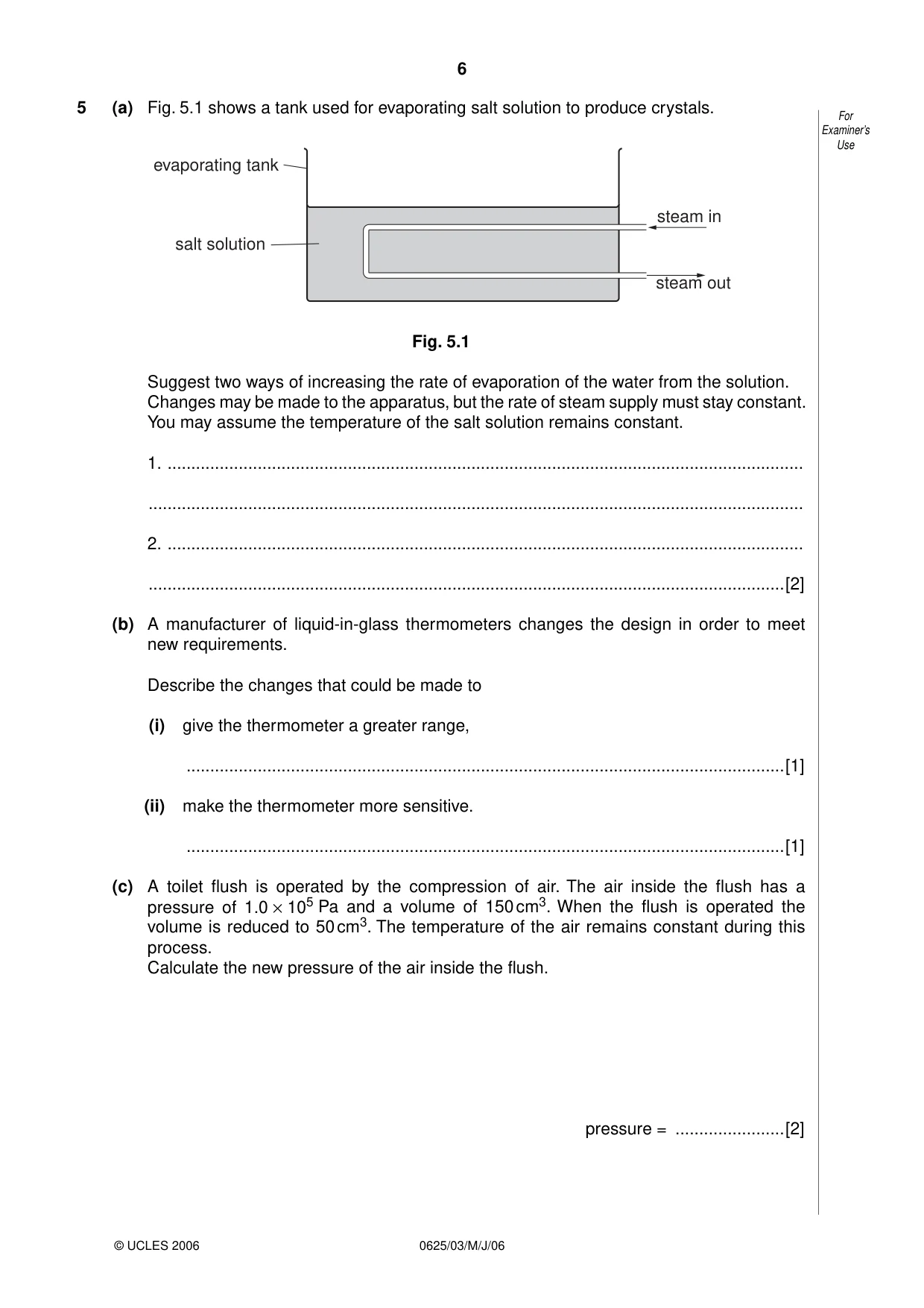 Cambridge IGCSE Physics 0625 2006 May/June Paper 3 · Variant 1 question paper, page 6 of 12