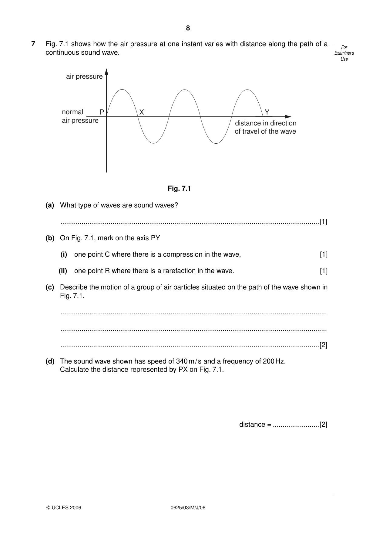 Cambridge IGCSE Physics 0625 2006 May/June Paper 3 · Variant 1 question paper, page 8 of 12