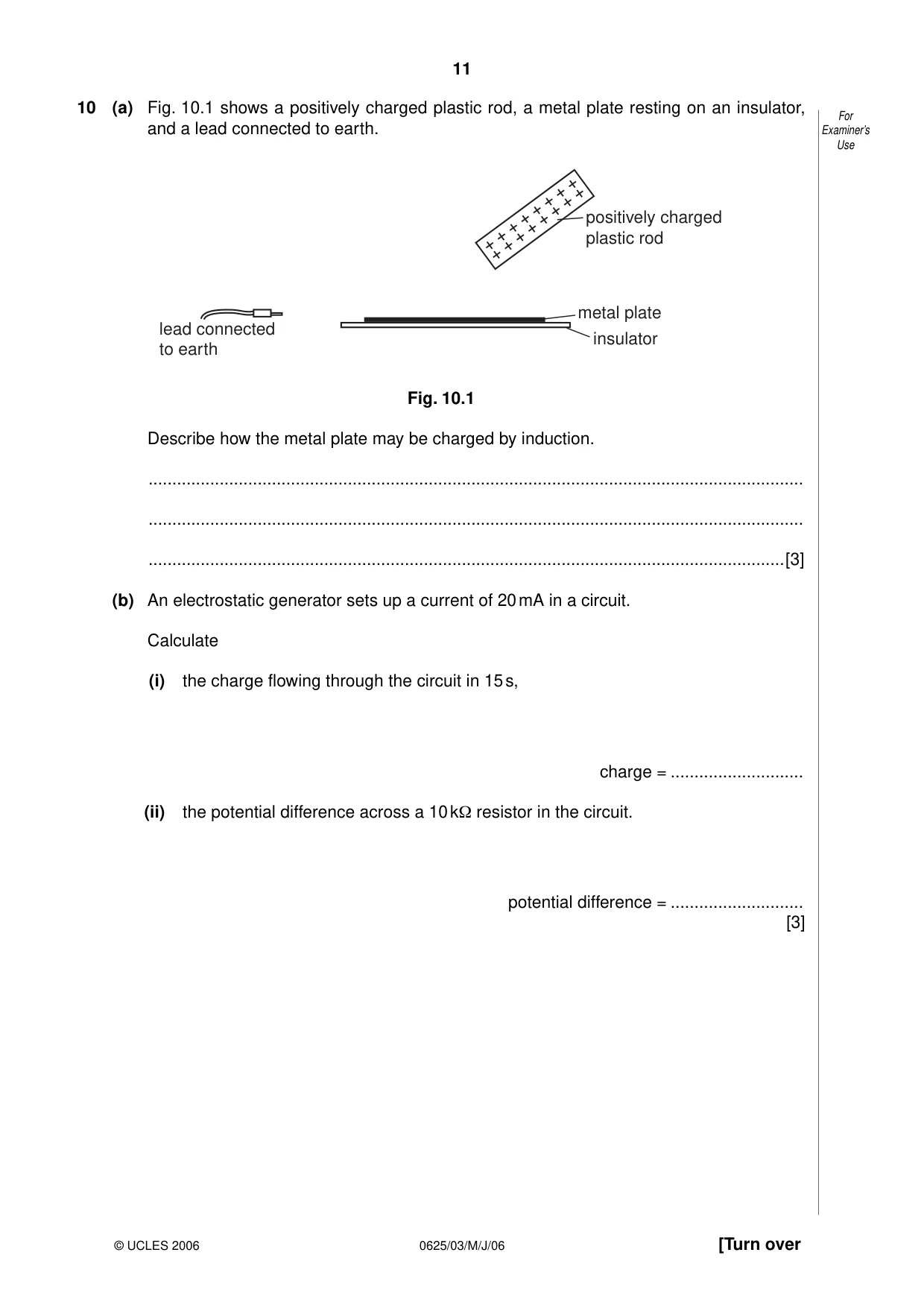 Cambridge IGCSE Physics 0625 2006 May/June Paper 3 · Variant 1 question paper, page 11 of 12