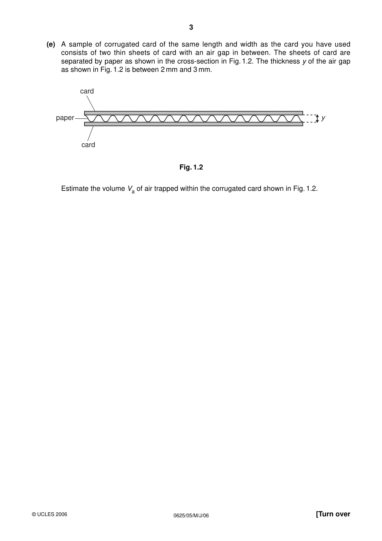 Cambridge IGCSE Physics 0625 2006 May/June Paper 5 · Variant 1 question paper, page 3 of 8