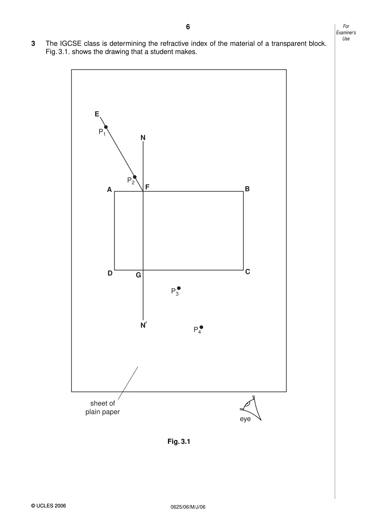 Cambridge IGCSE Physics 0625 2006 May/June Paper 6 · Variant 1 question paper, page 6 of 12