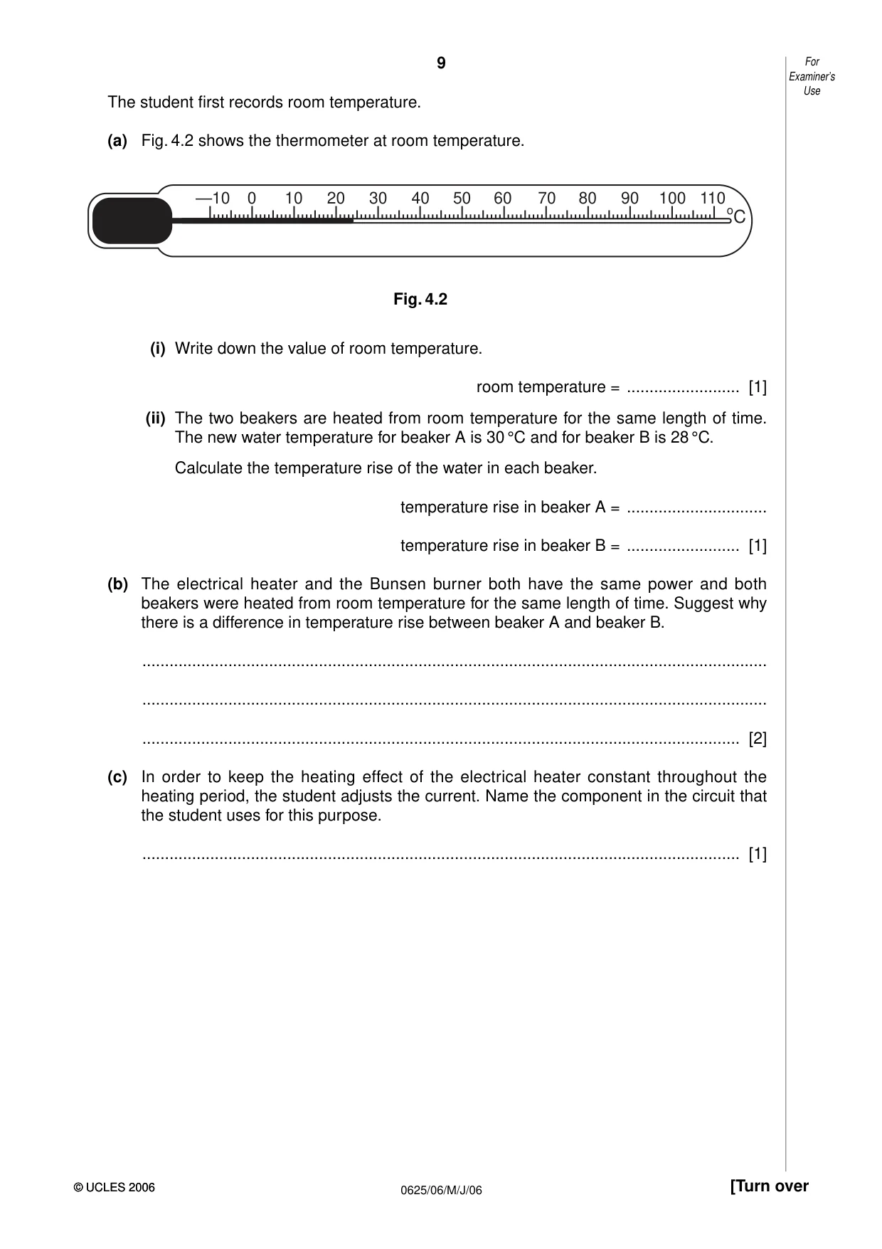 Cambridge IGCSE Physics 0625 2006 May/June Paper 6 · Variant 1 question paper, page 9 of 12
